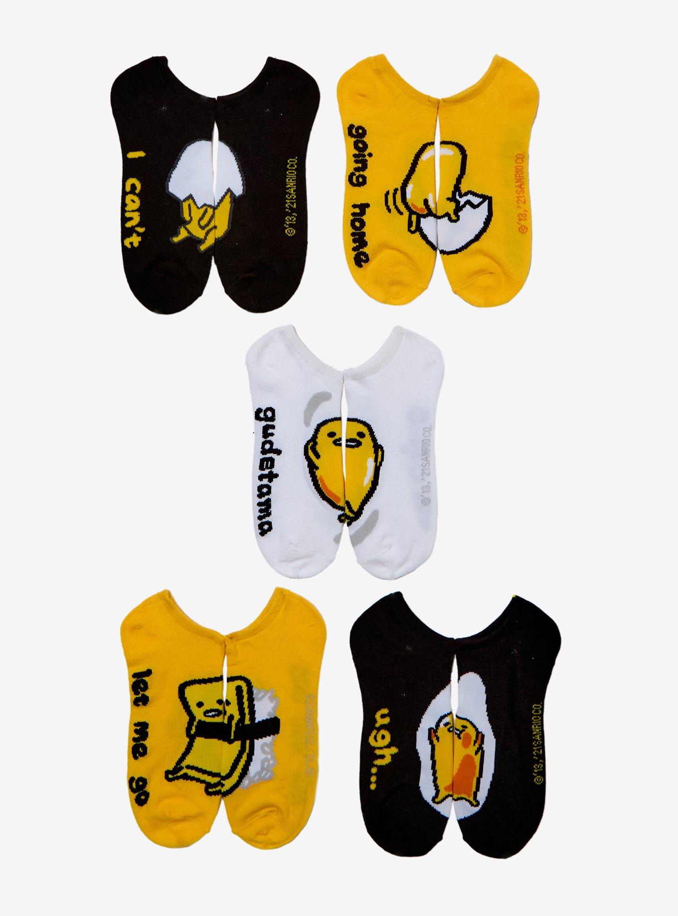 Gudetama Quotes No-Show Socks 5 Pair, , hi-res