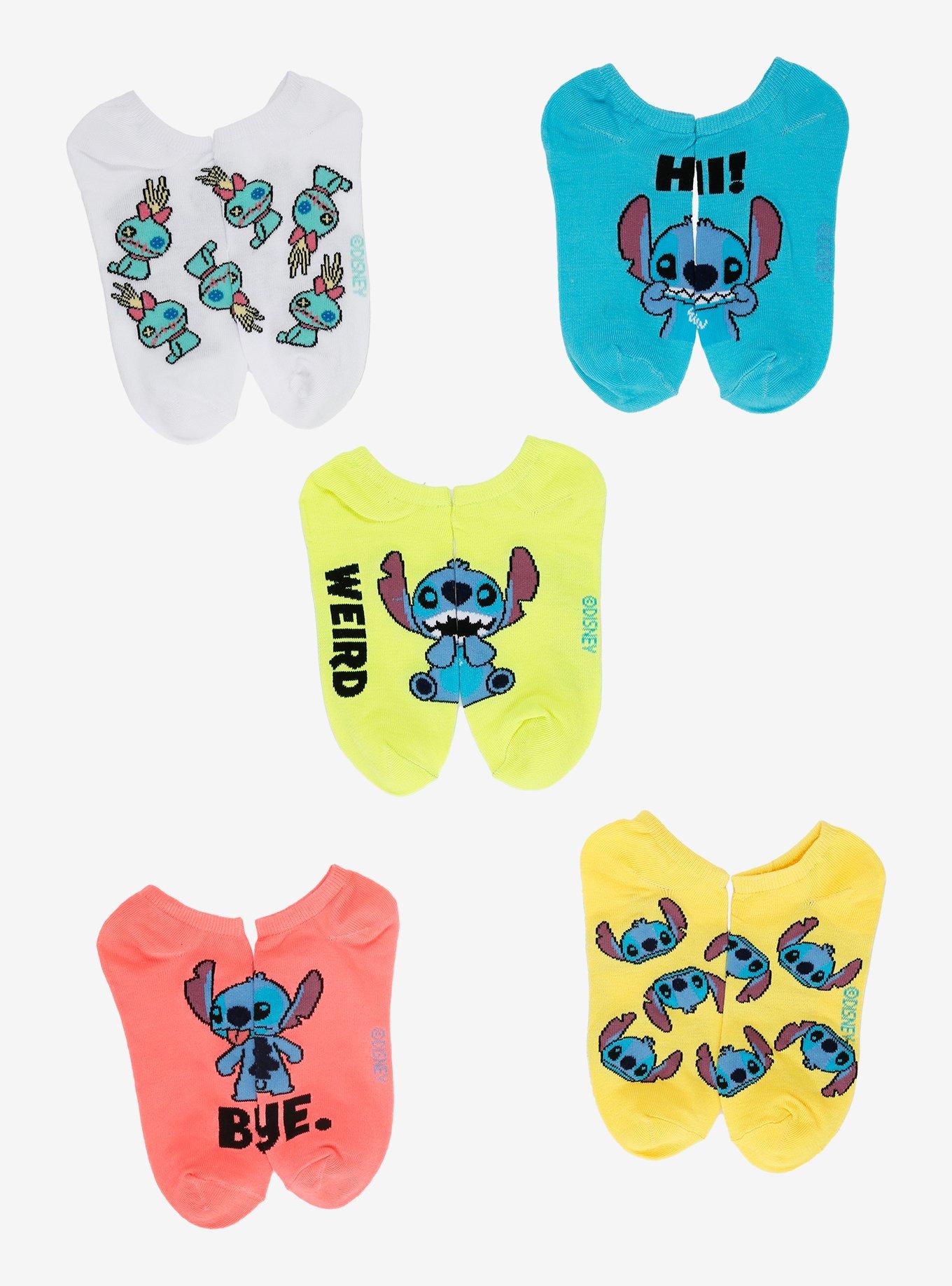 Disney Stitch Scrump Chibi No-Show Socks 5 Pair, , hi-res