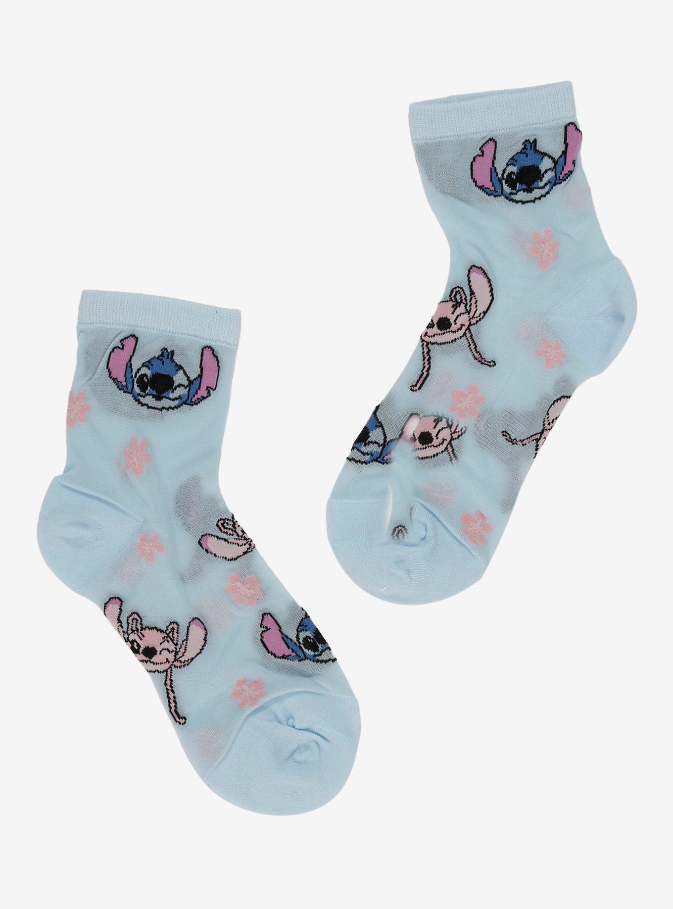 Stitch Angel Flower Ankle Socks, , hi-res
