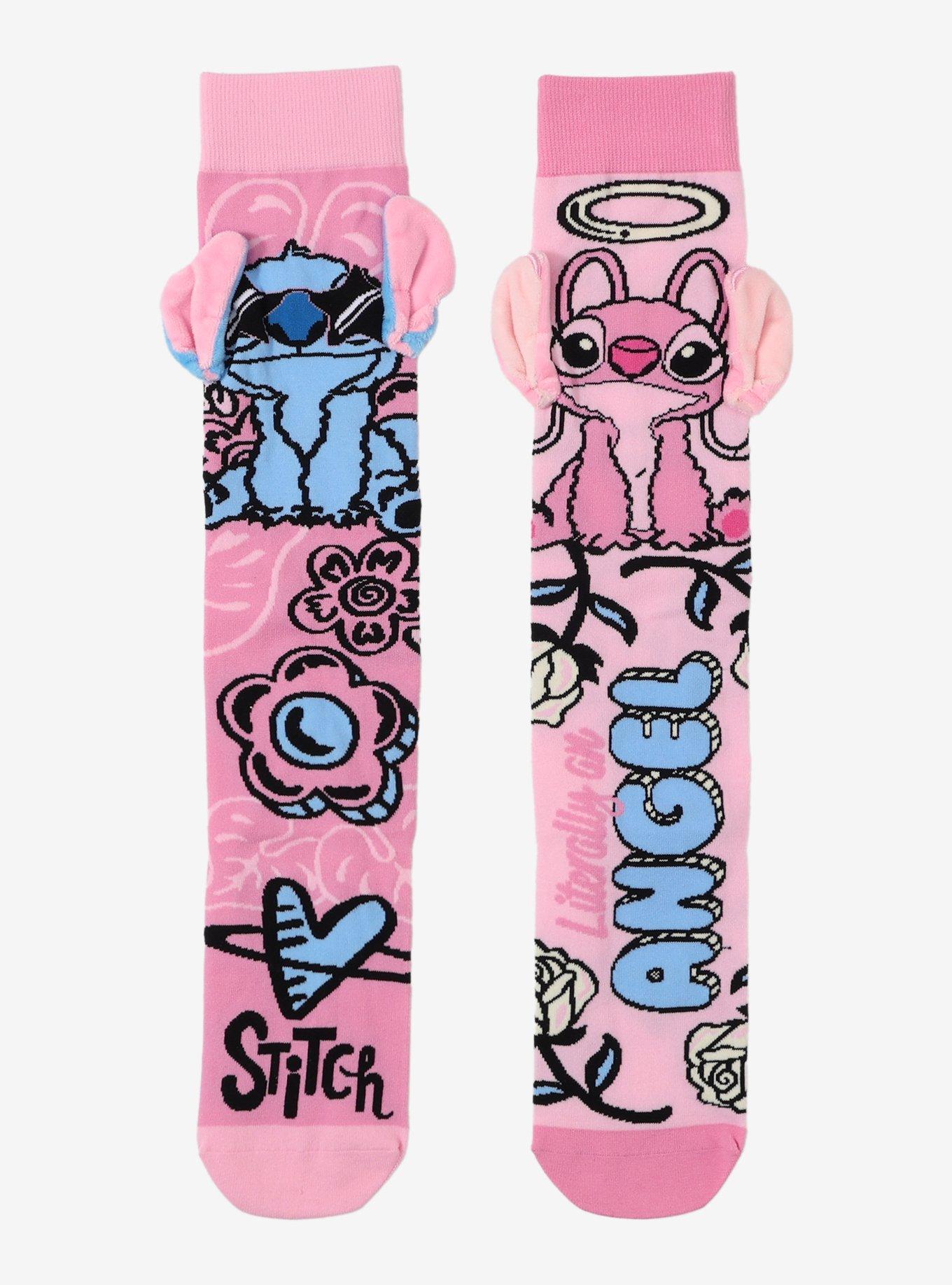 Disney Stitch & Angel Mismatch Knee-High Socks, , hi-res