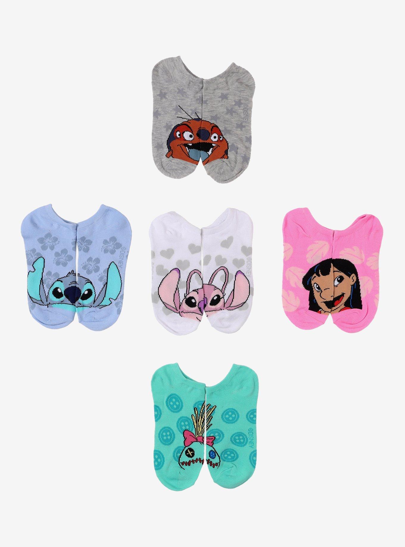 Disney Lilo & Stitch Character No-Show Socks 5 Pair, , hi-res