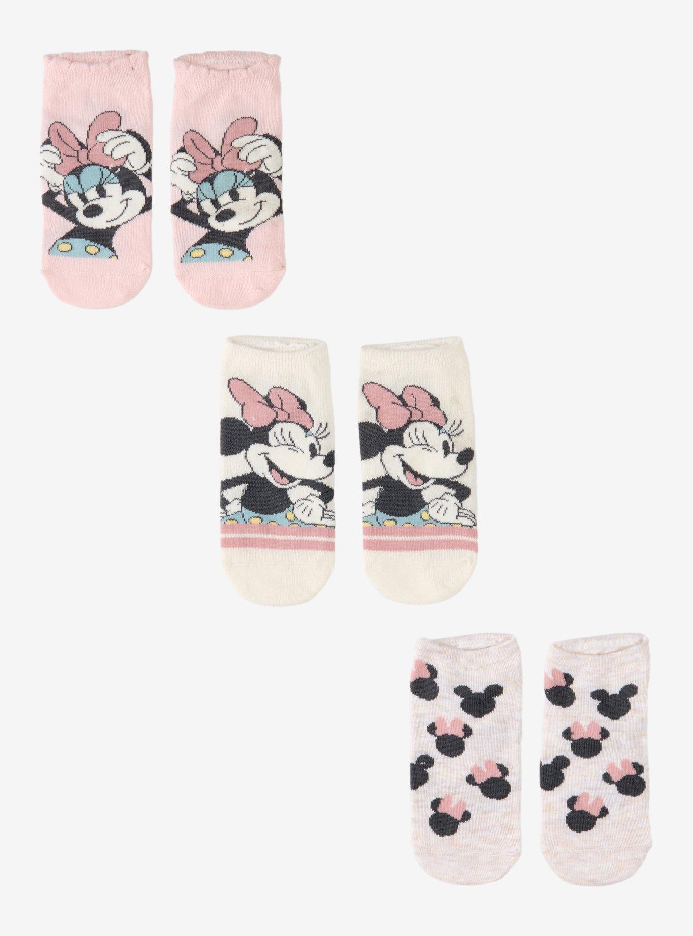 Disney Minnie Mouse Pastel No-Show Socks 3 Pair, , hi-res