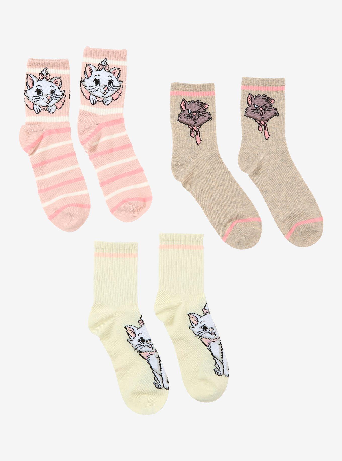 Disney The Aristocats Marie & Berlioz Crew Socks 3 Pair, , hi-res