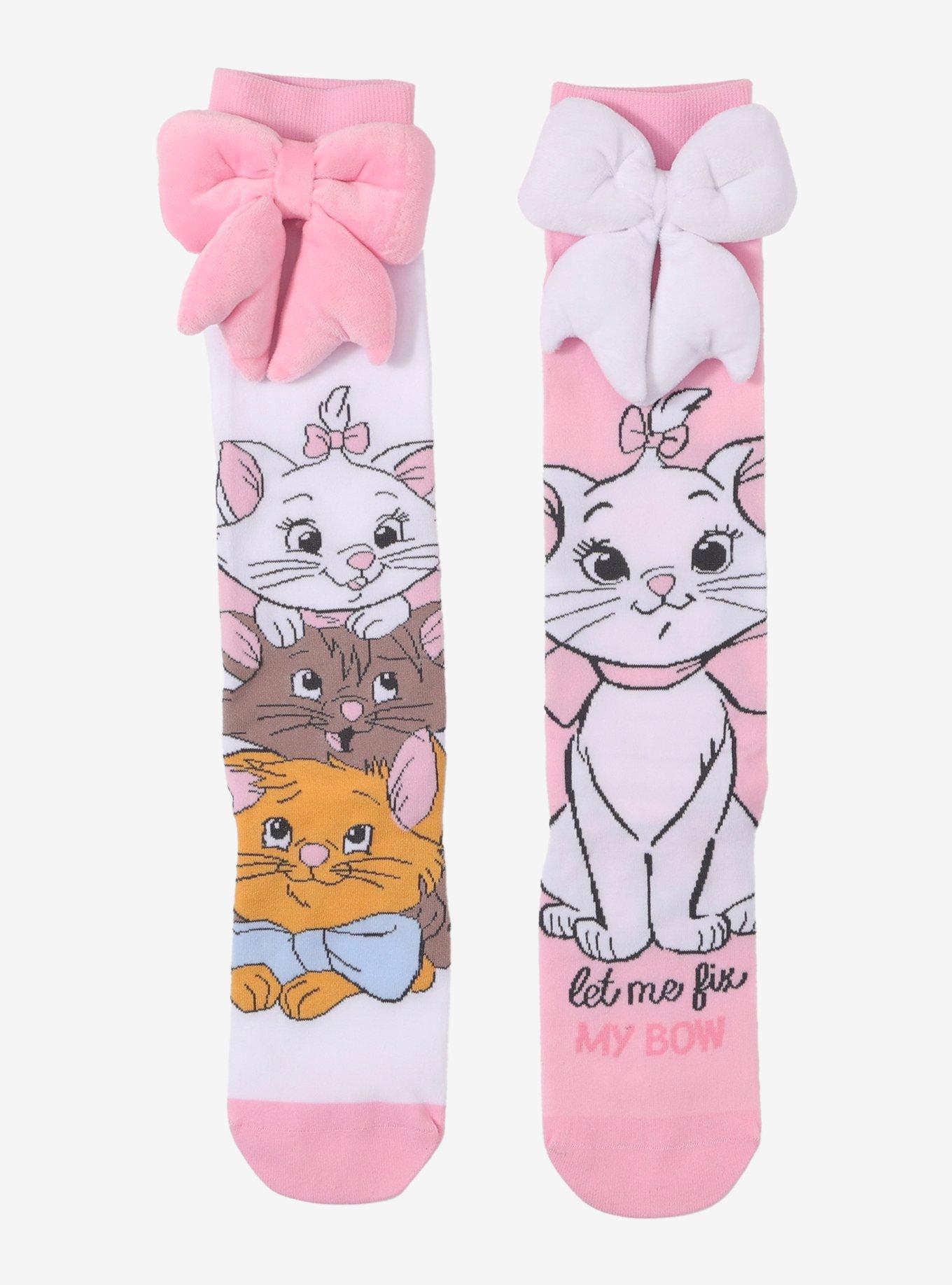Disney The Aristocats Plush Bow Mismatch Knee-High Socks, , hi-res