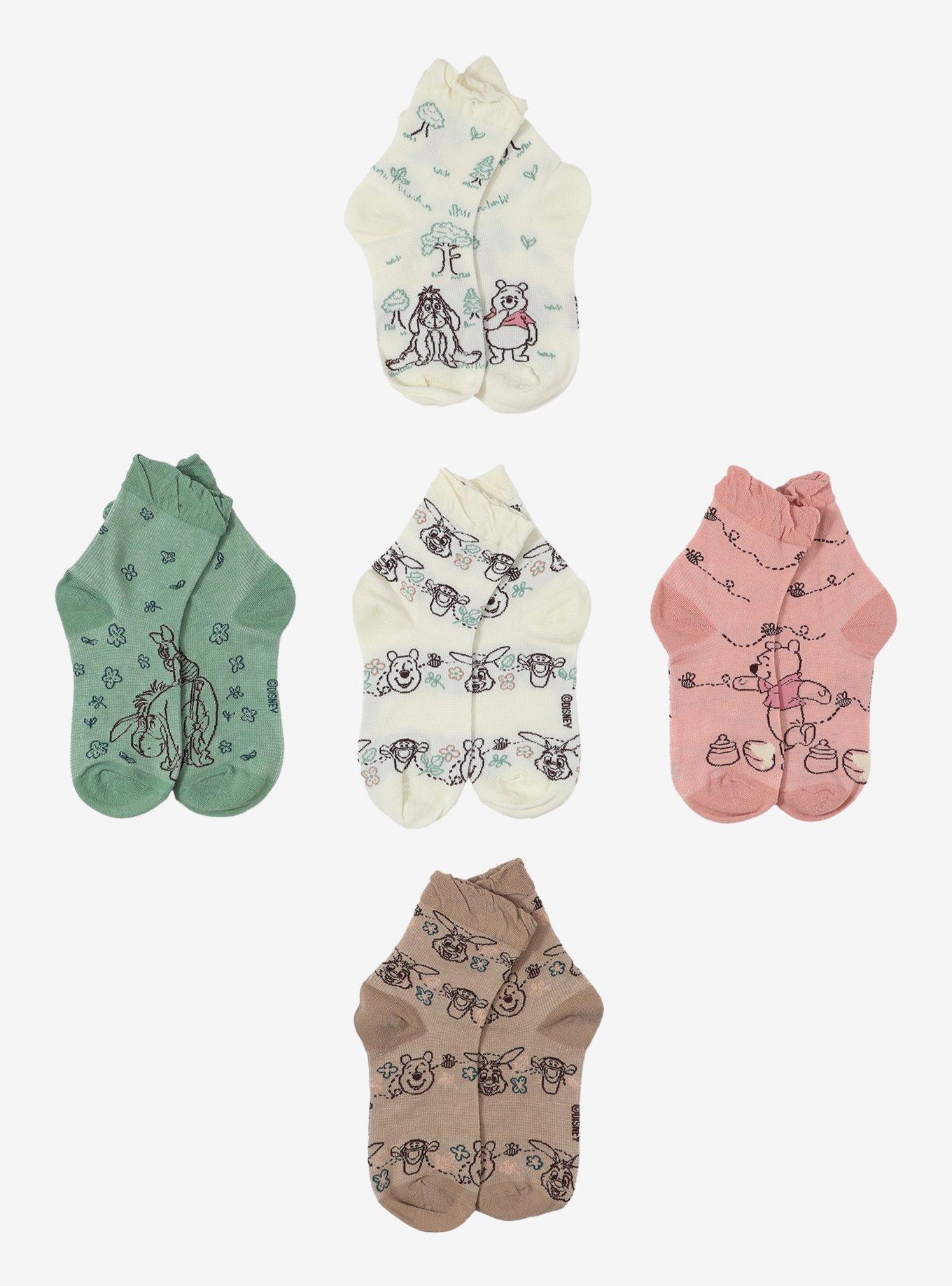 Disney Winnie The Pooh Character Ruffle Crew Socks 5 Pair, , hi-res