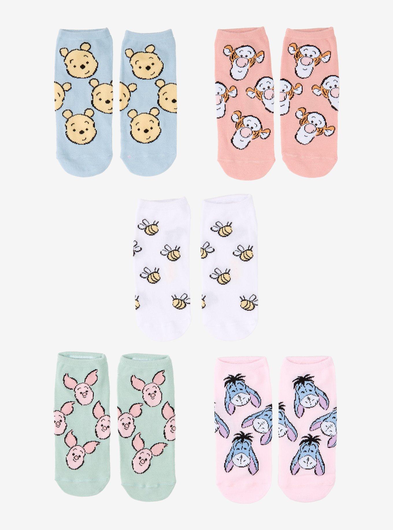 Disney Winnie The Pooh Character Doodles No-Show Socks 5 Pair, , hi-res