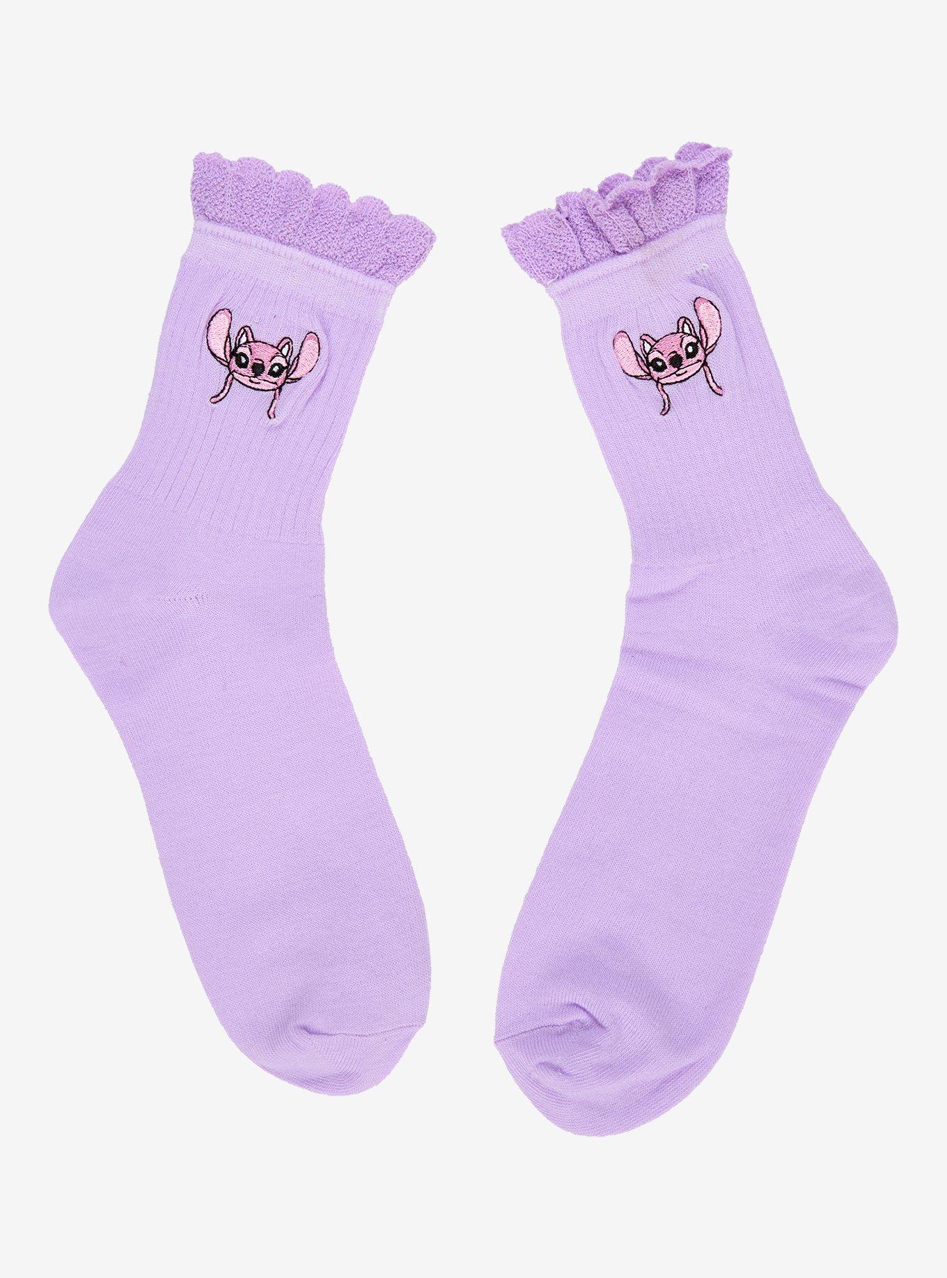 Disney Stitch Angel Ruffle Crew Socks, , hi-res