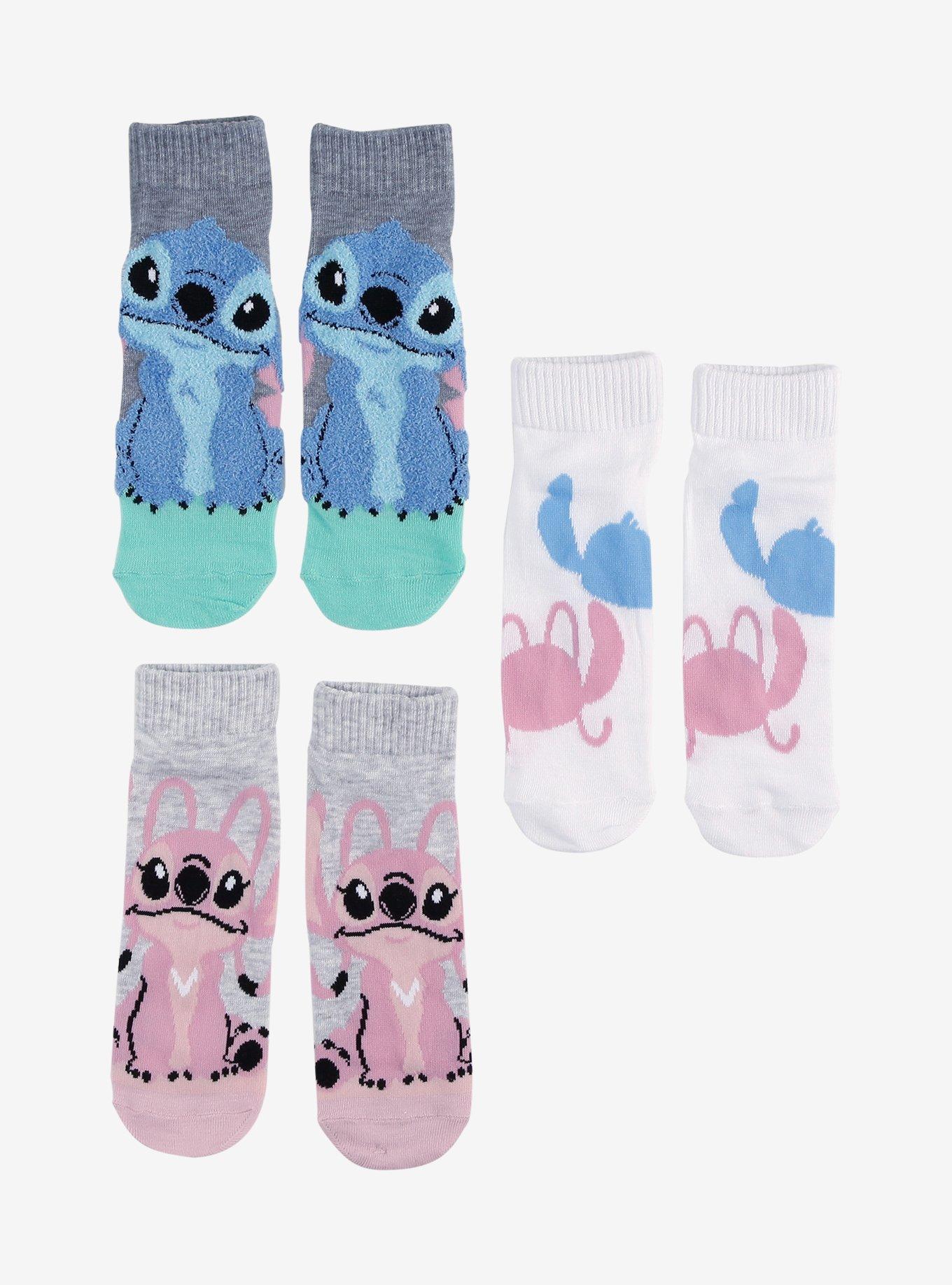 Disney Stitch & Angel Sitting No-Show Socks 3 Pair, , hi-res