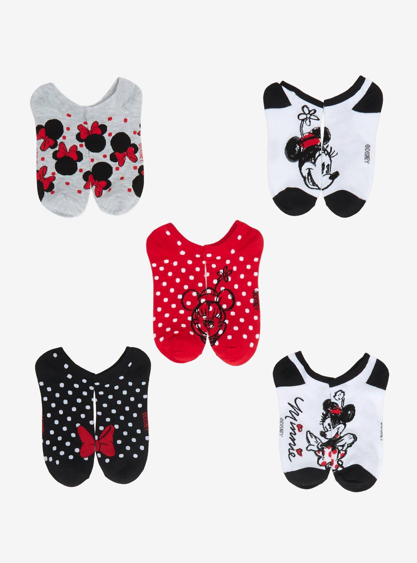 Disney Minnie Mouse Polka Dot No-Show Socks 5 Pair, , hi-res