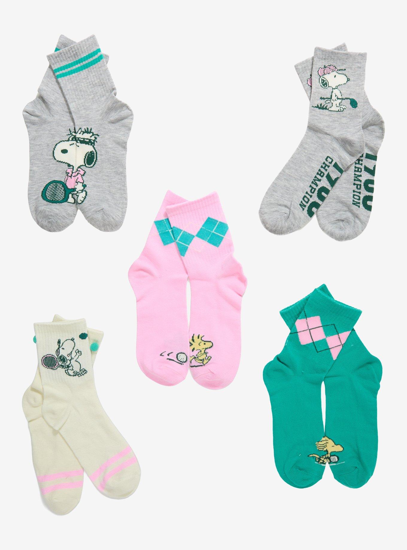 Peanuts Snoopy Sports Crew Socks 5 Pair, , hi-res