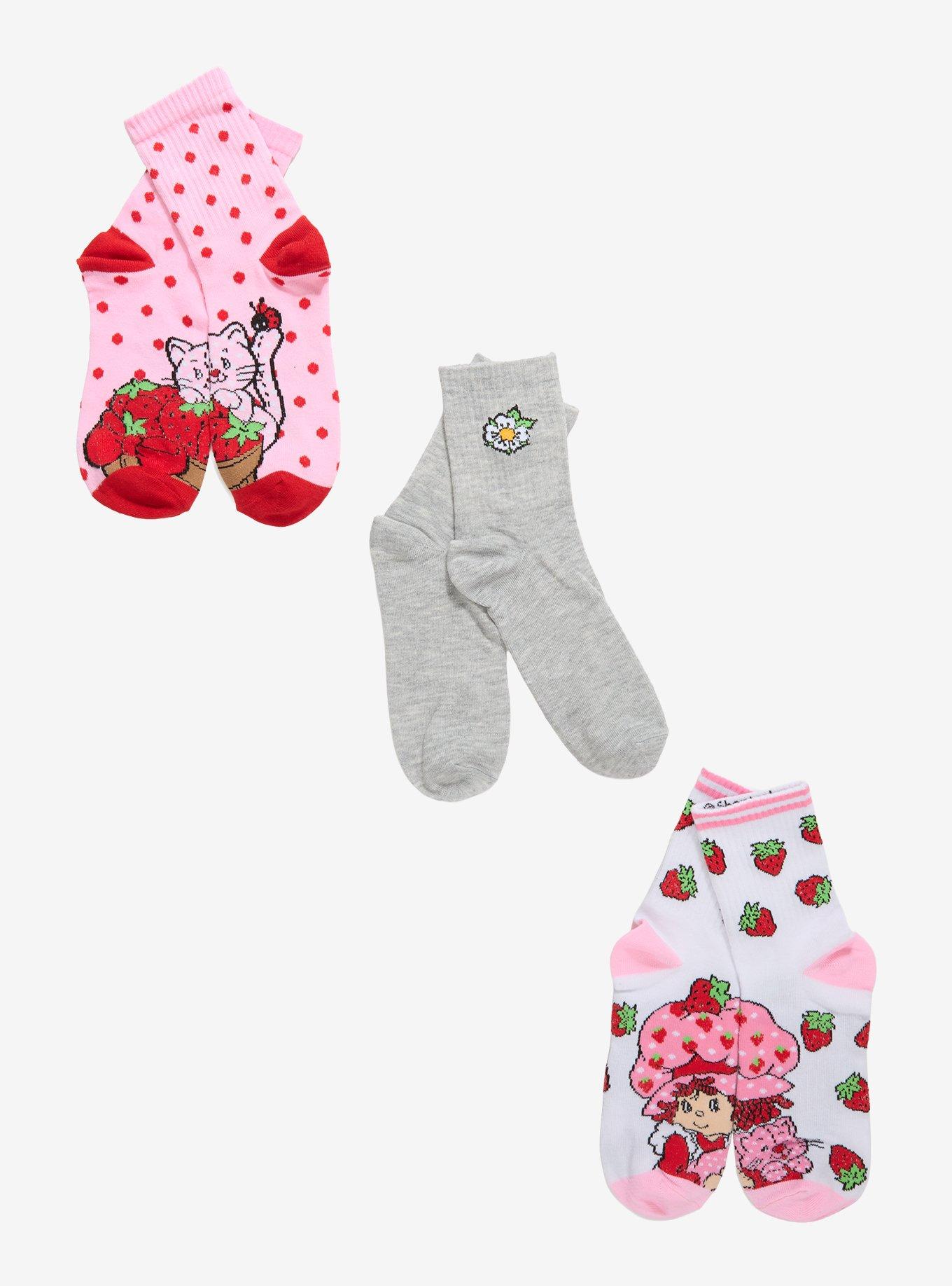 Strawberry Shortcake Custard Flower Crew Socks 3 Pair, , hi-res