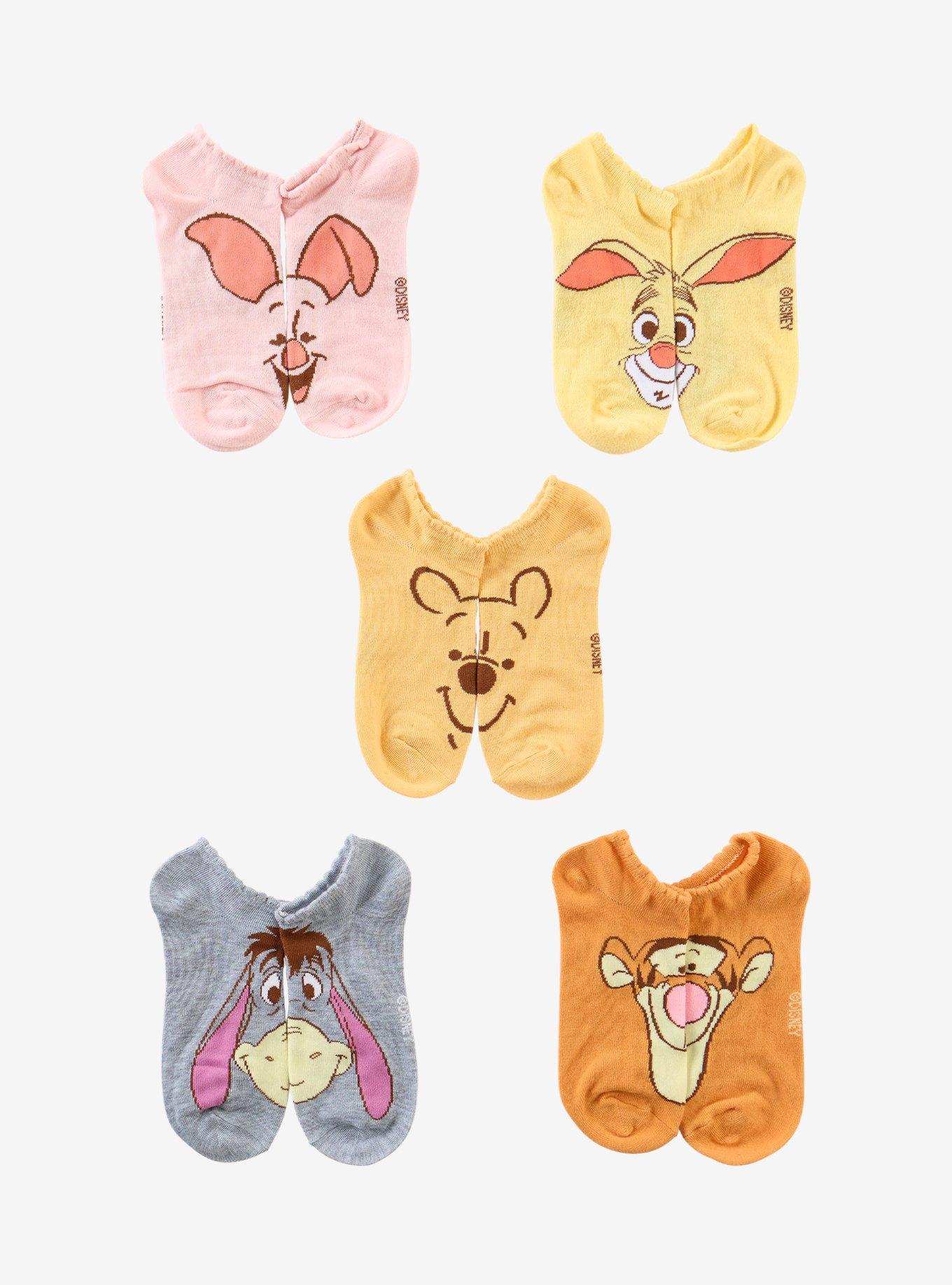 Disney Winnie The Pooh Faces No-Show Socks 5 Pair, , hi-res