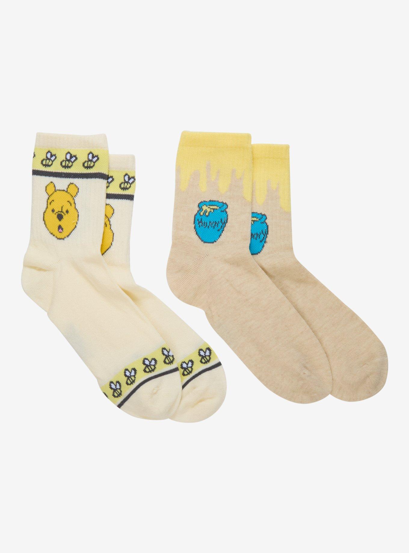 Disney Winnie The Pooh Hunny Bee Crew Socks 2 Pair, , hi-res