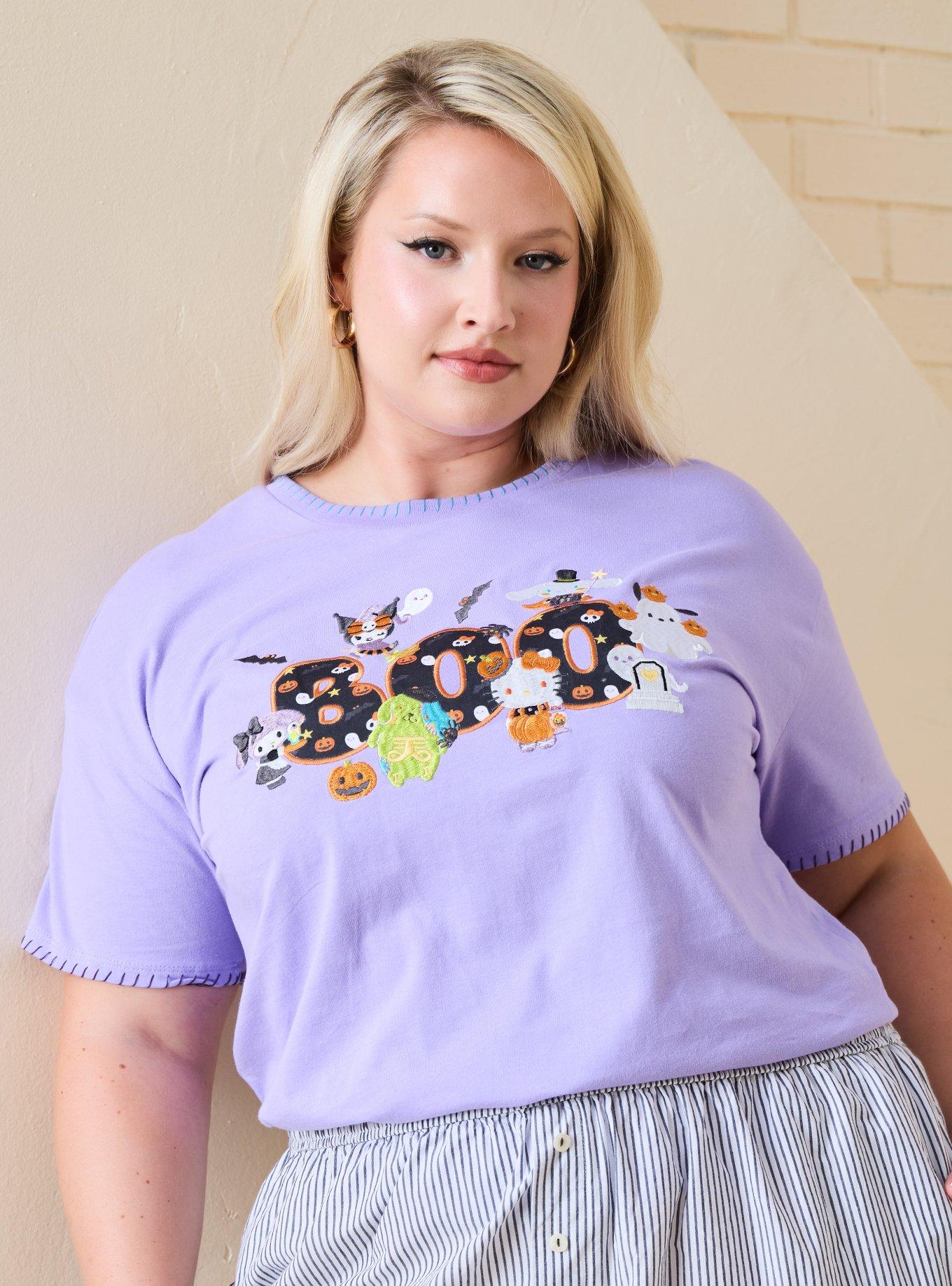 Sanrio Hello Kitty and Friends Halloween Embroidered Glow-in-the-Dark Women's Plus T-Shirt - BoxLunch Exclusive