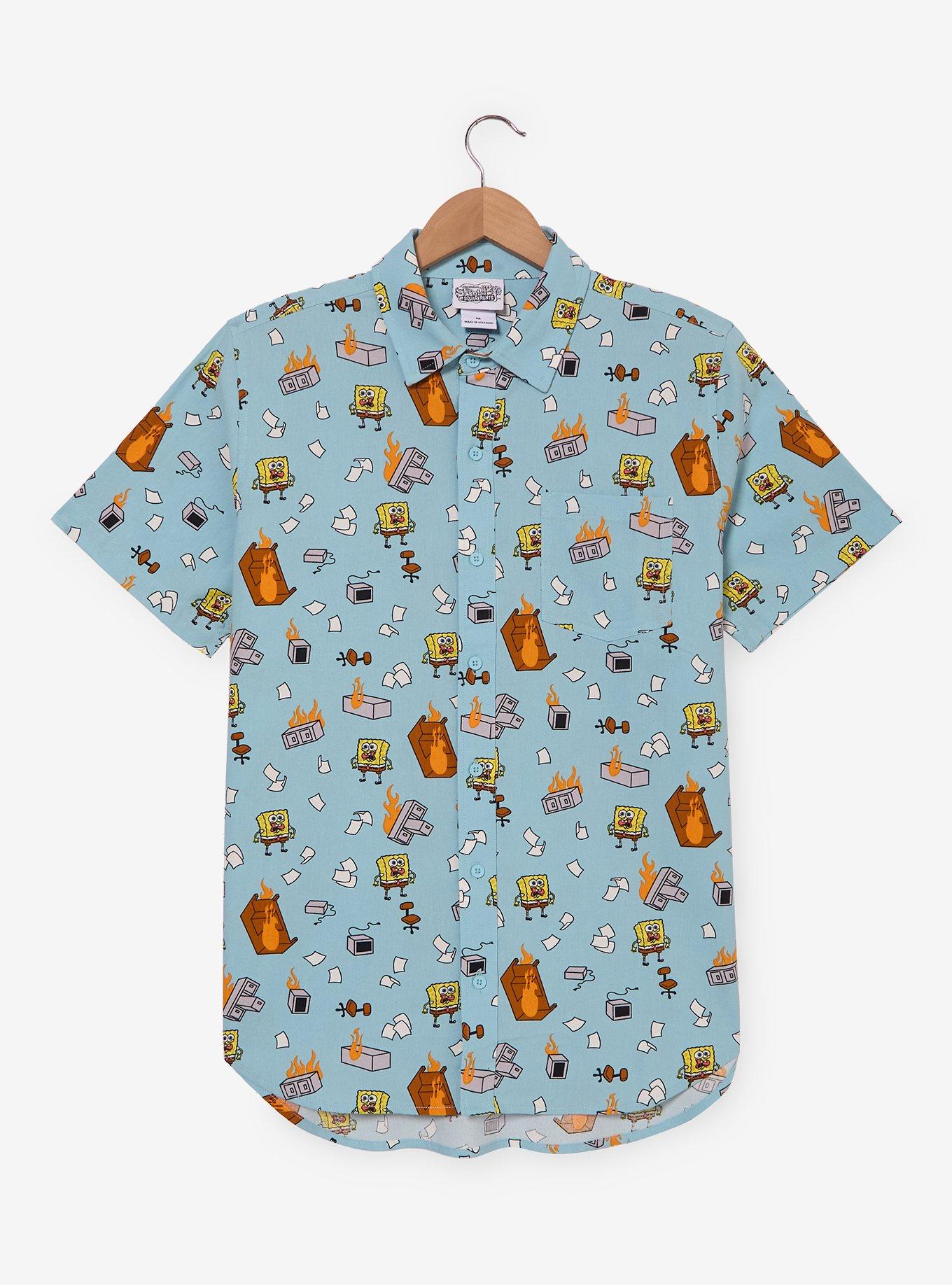 SpongeBob SquarePants Office on Fire Allove Print Woven Button-Up - BoxLunch Exclusive, , hi-res