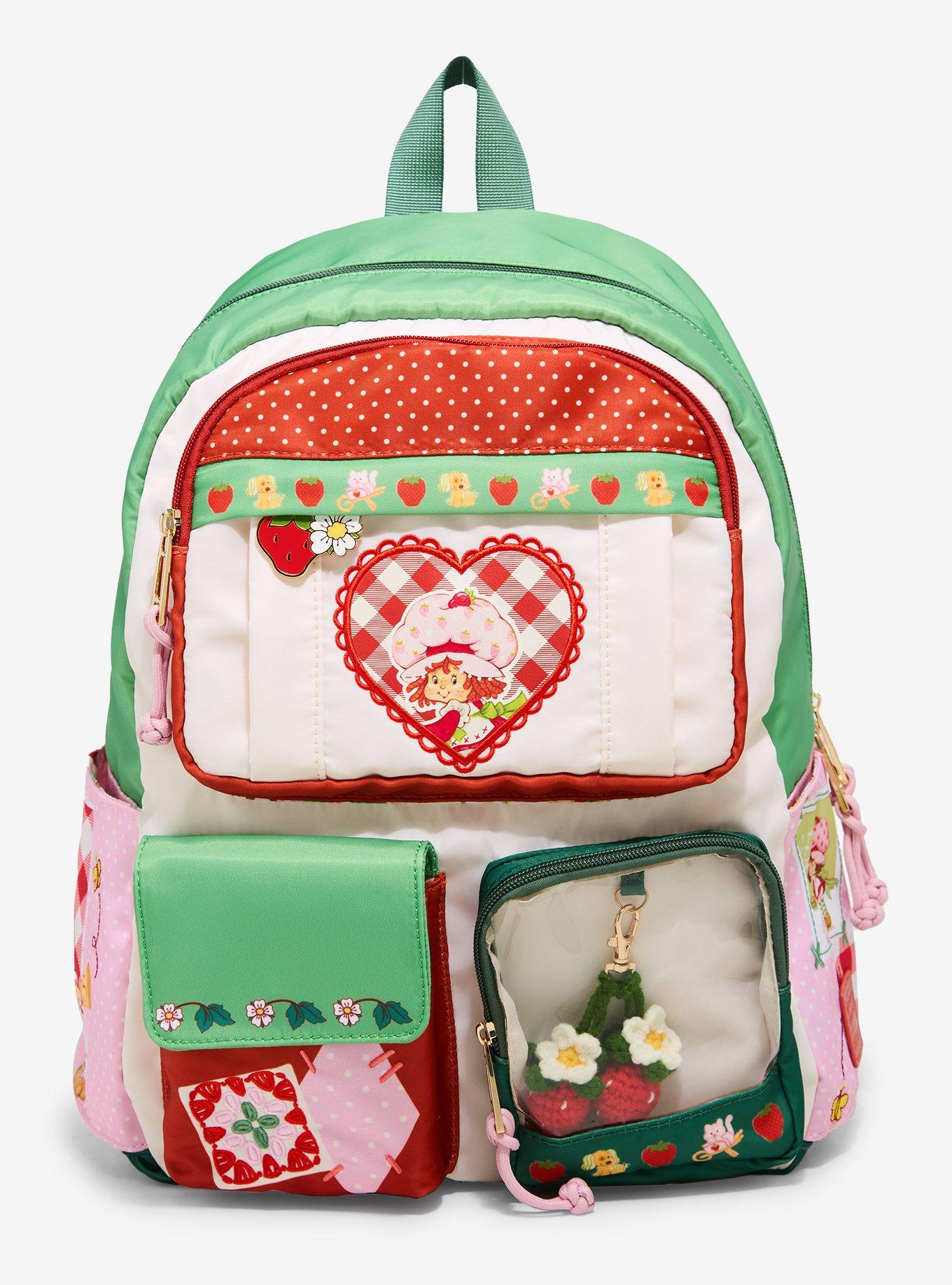 Strawberry Shortcake Patchwork Multi-Pocket Backpack with Crochet Strawberry Charm - BoxLunch Exclusive, , hi-res
