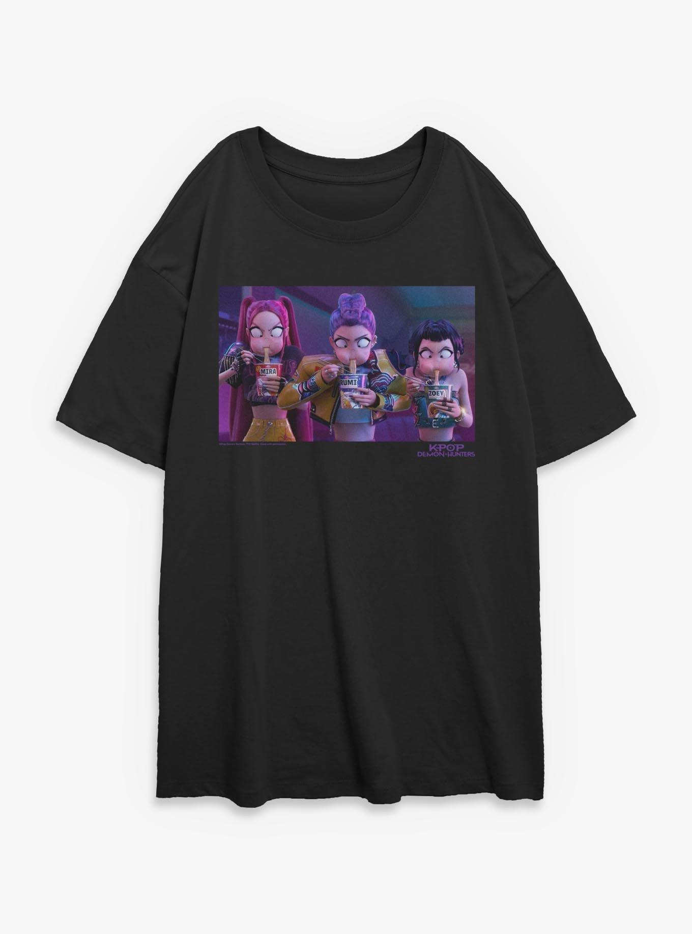 KPop Demon Hunters Huntrix Eating Womens Oversized T-Shirt, , hi-res
