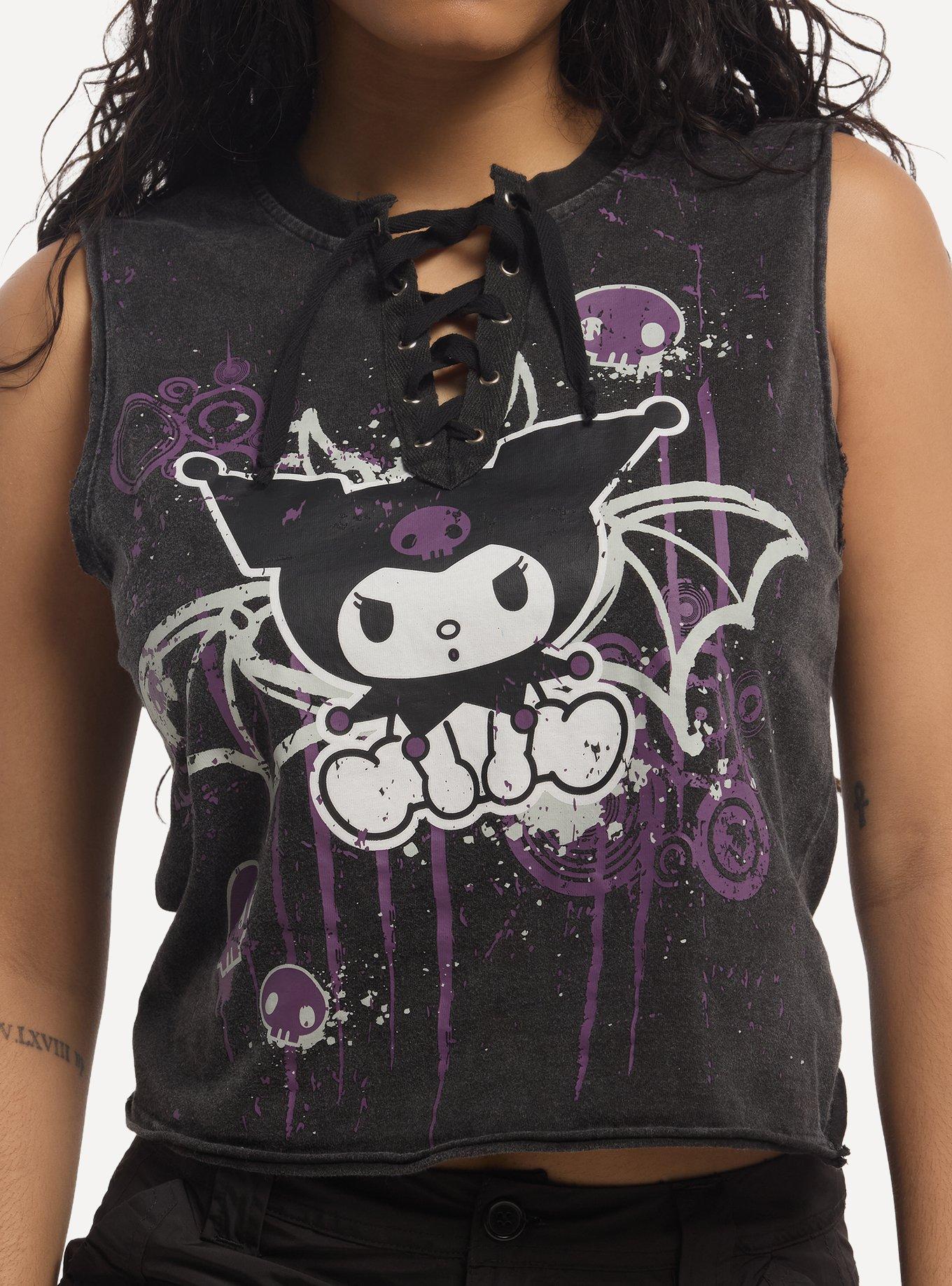 Kuromi Bat Lace-Up Girls Muscle Tank Top | Hot Topic