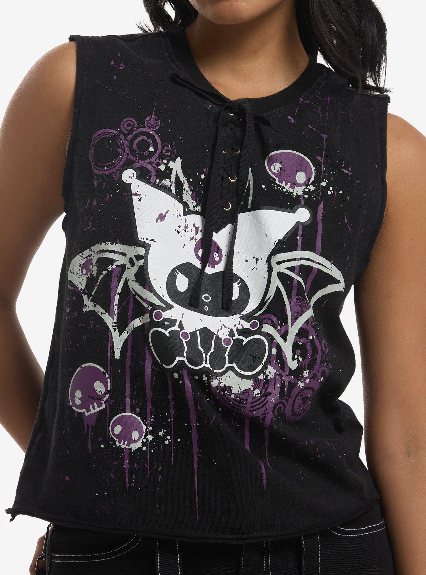 Kuromi Bat Lace-Up Girls Muscle Tank Top, , hi-res