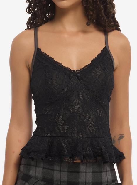 Cosmic Aura Black & Grey Lace Girls Cami | Hot Topic