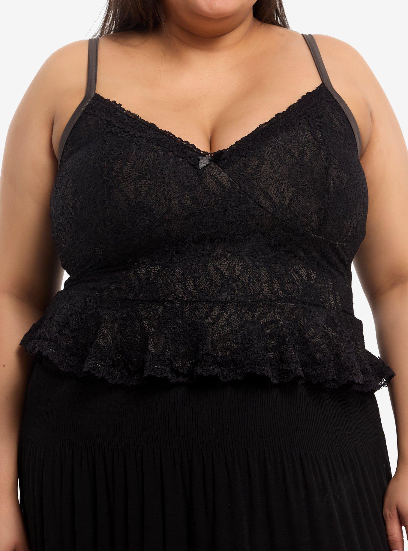 Cosmic Aura Black & Grey Lace Girls Cami Plus Size, , hi-res