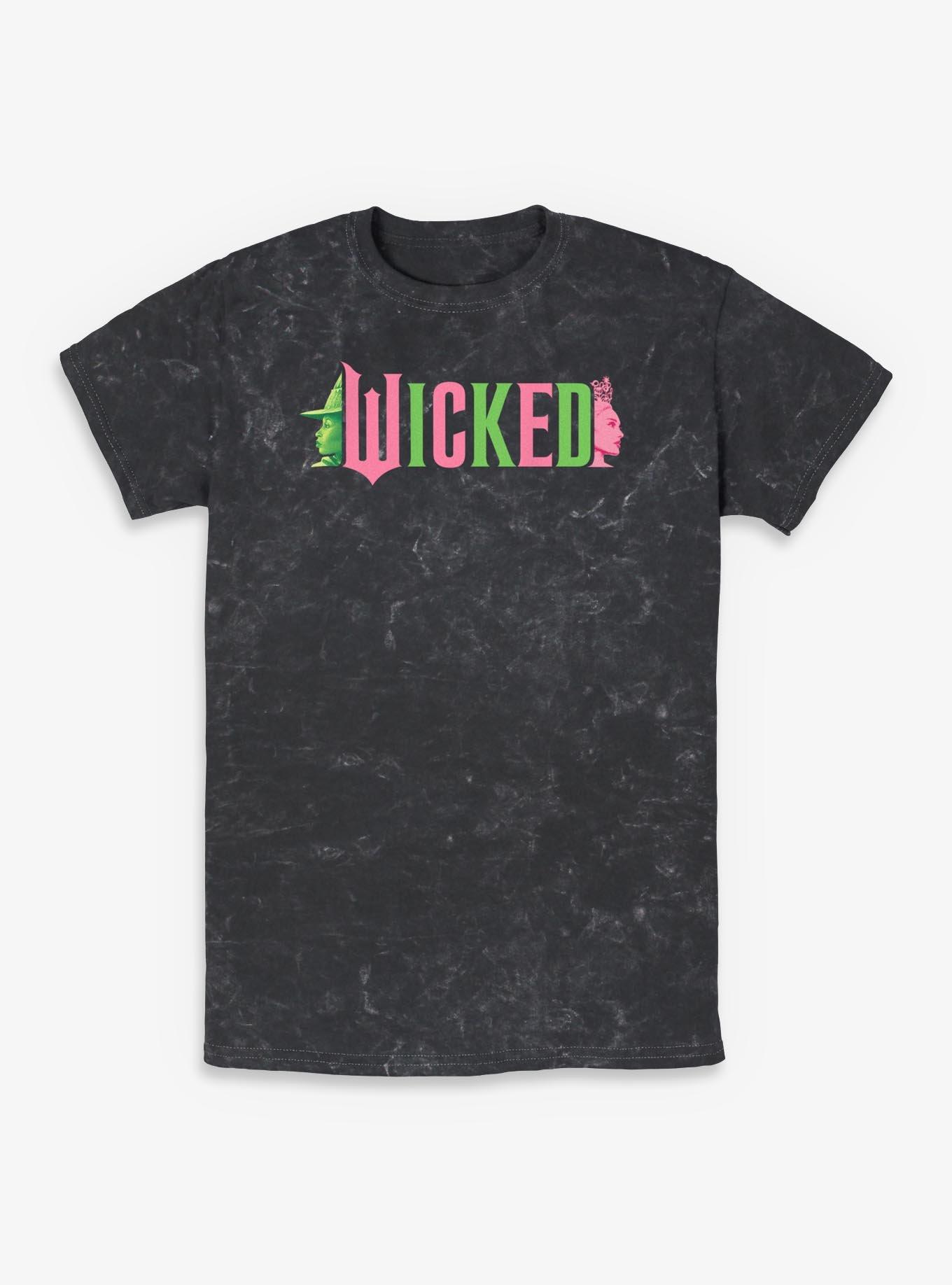 Wicked Elphaba and Glinda Silhouettes Logo Mineral Wash T-Shirt, , hi-res