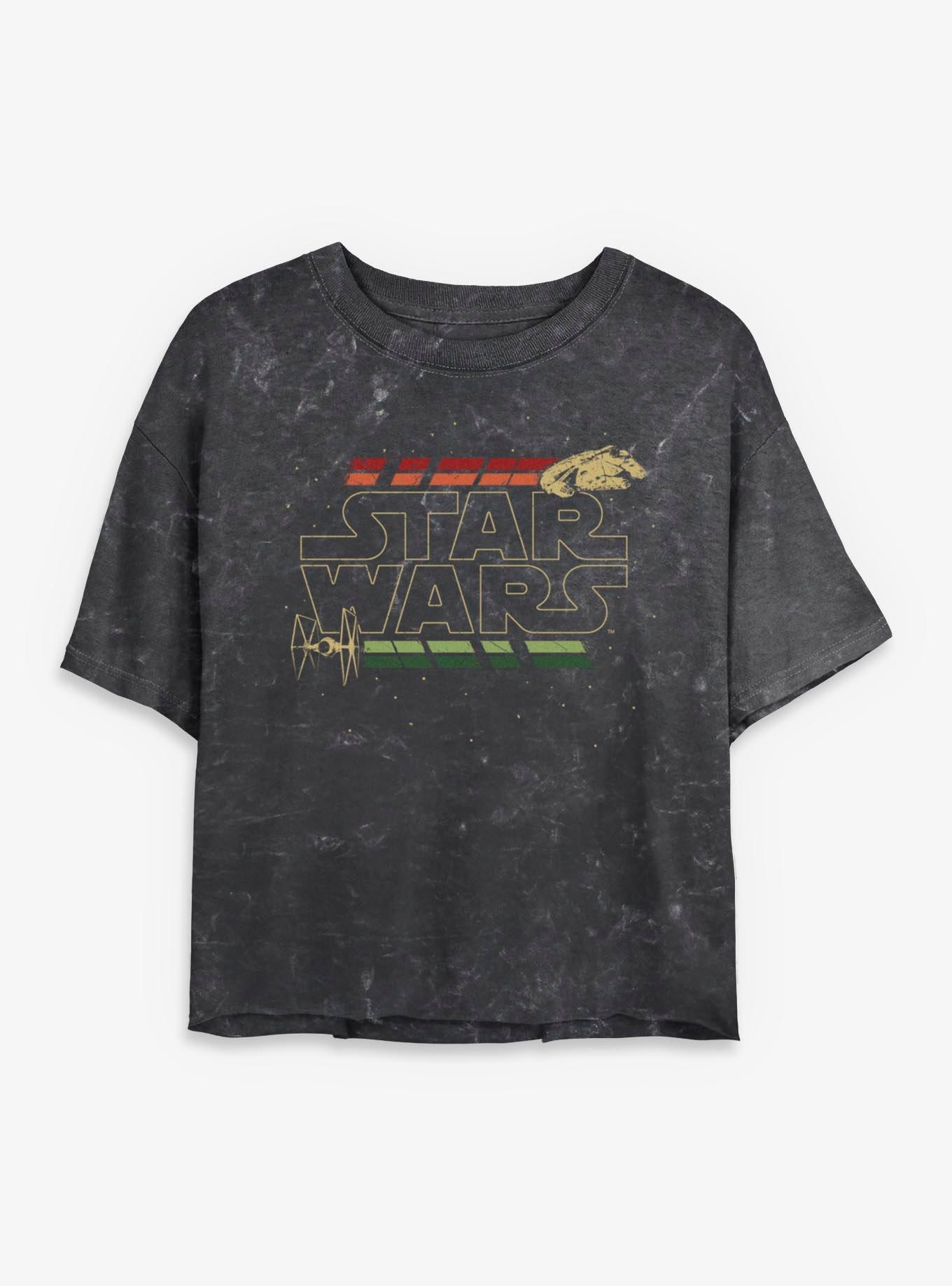 Star Wars Retro Wars Womens Mineral Wash Crop T-Shirt, , hi-res