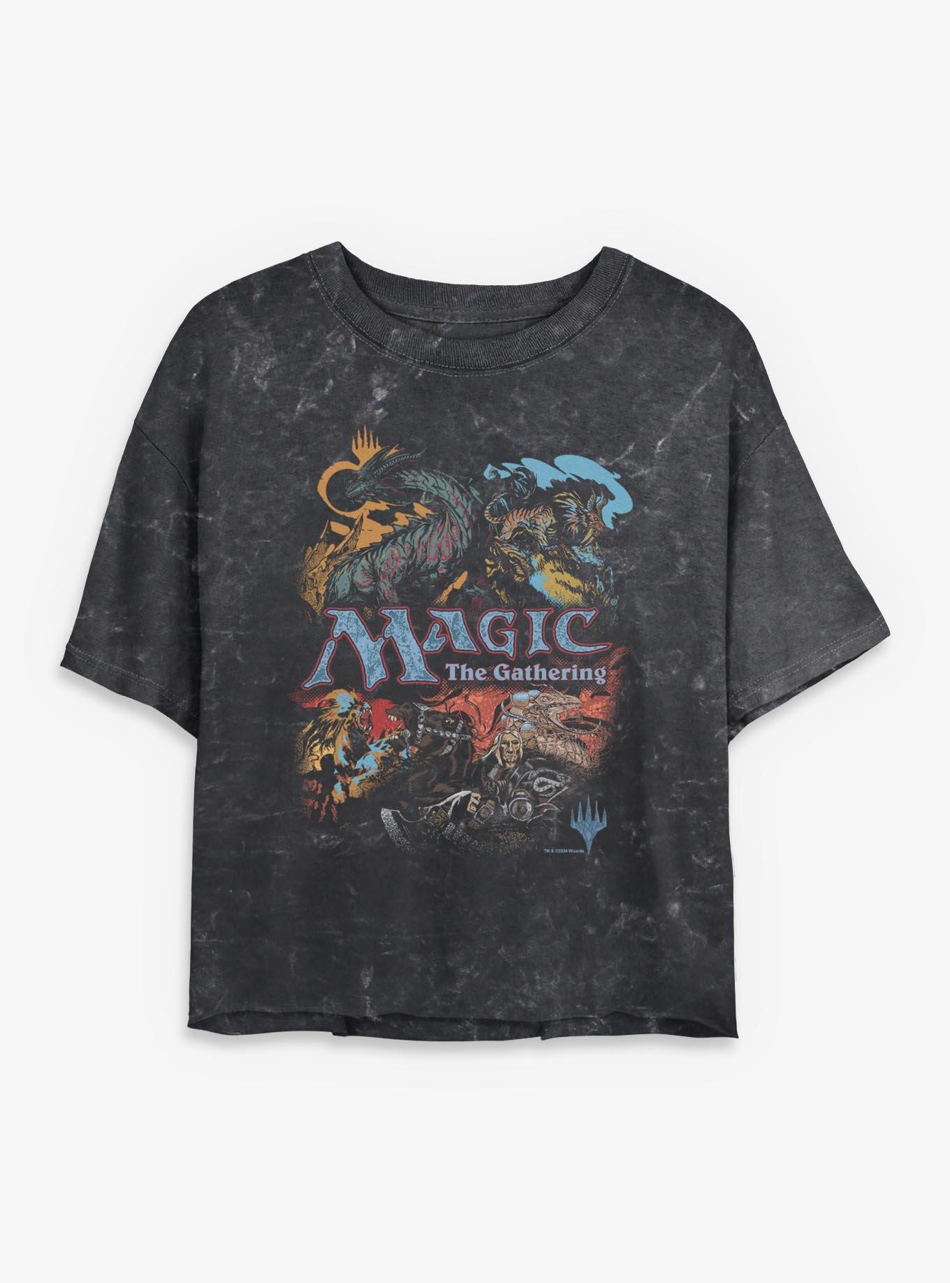 Magic: The Gathering Vintage Collage Womens Mineral Wash Crop T-Shirt, , hi-res