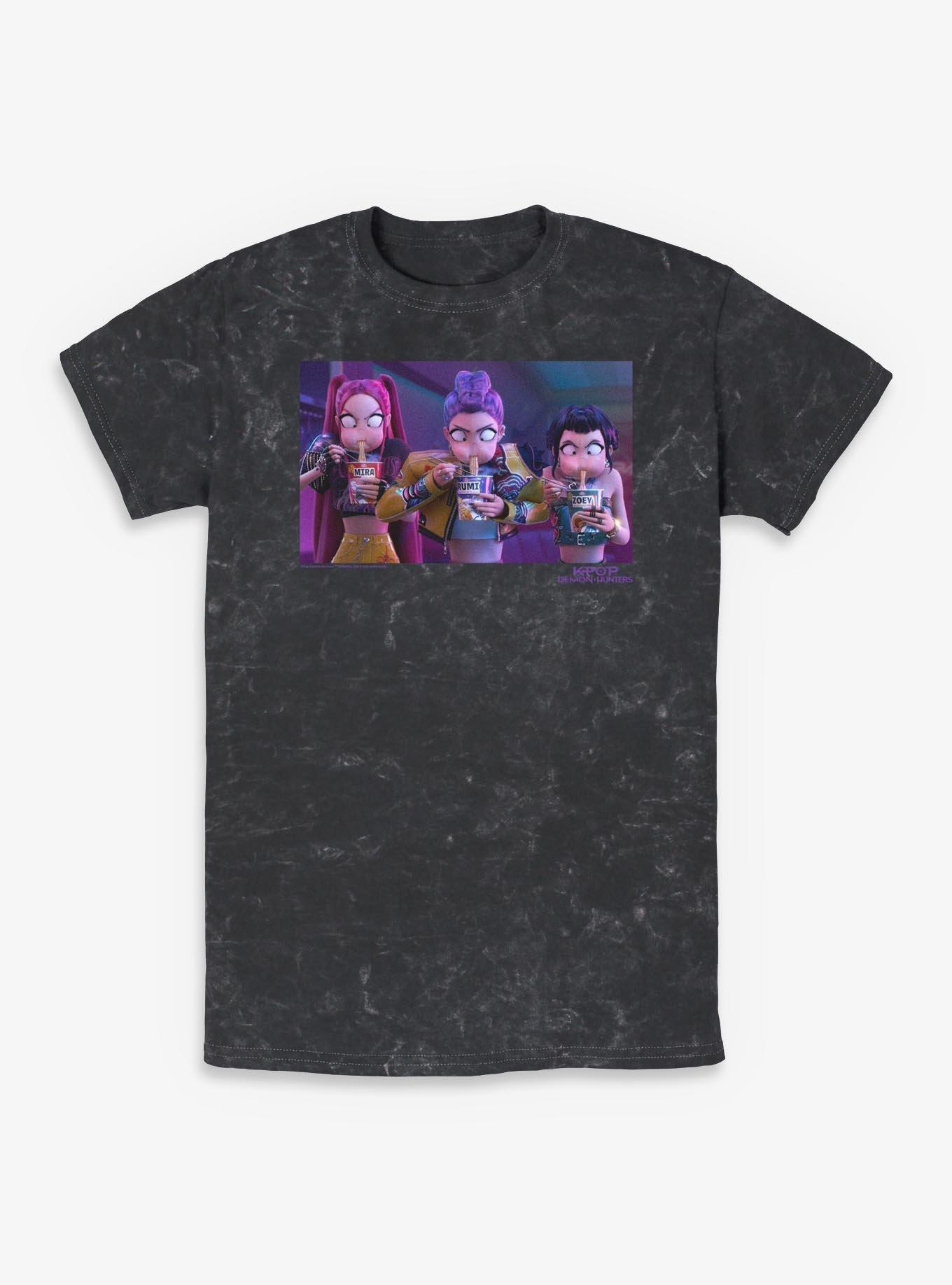 KPop Demon Hunters Huntrix Eating Mineral Wash T-Shirt