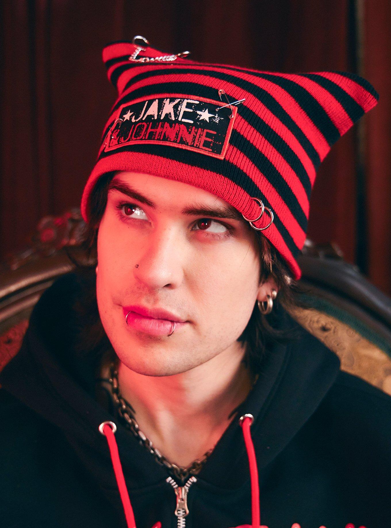 Jake & Johnnie Patch Stripe Pierced Subtle Ear Beanie, , hi-res