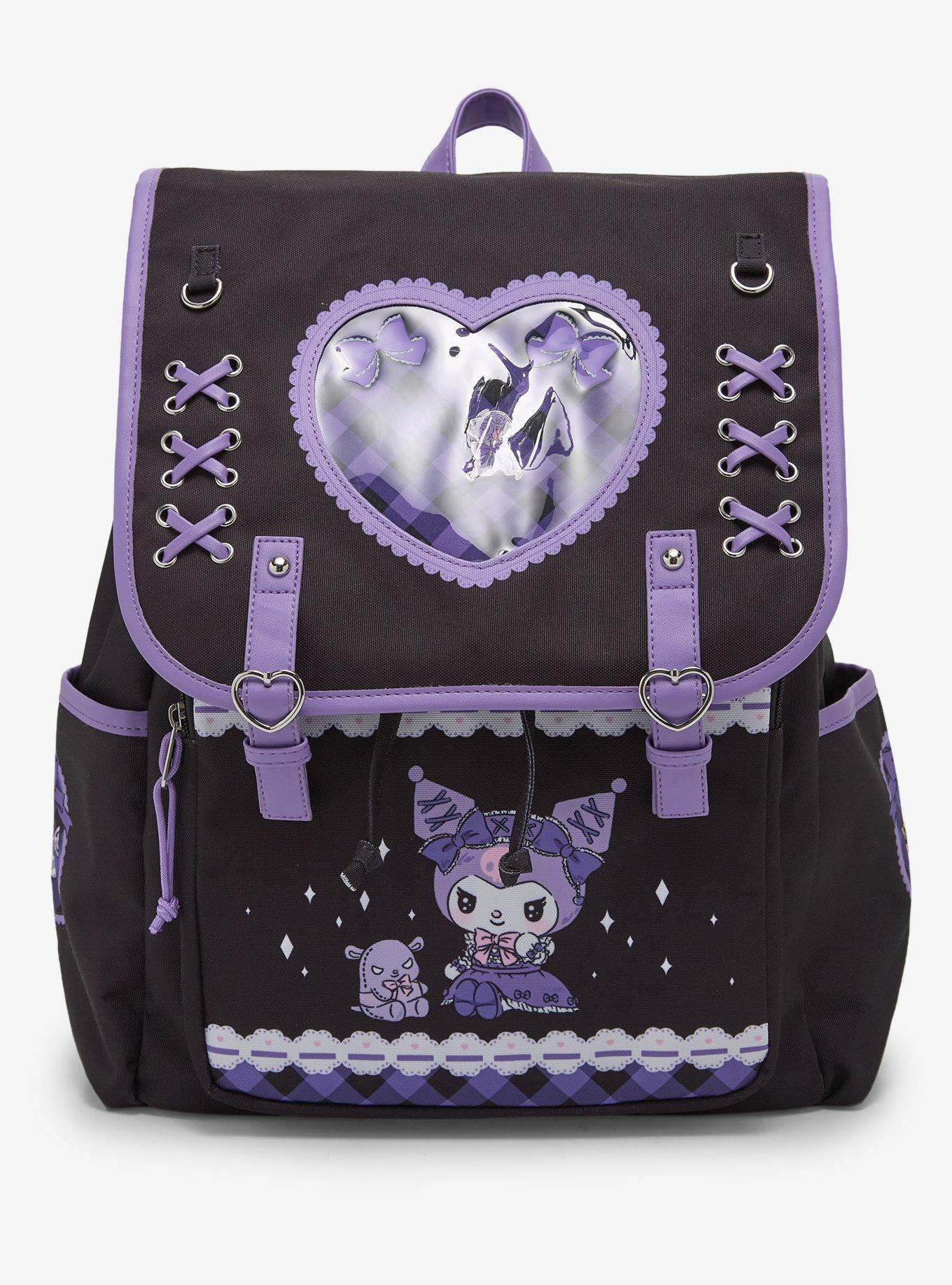 Kuromi Ribbon Heart Pin Collector Slouch Backpack, , hi-res