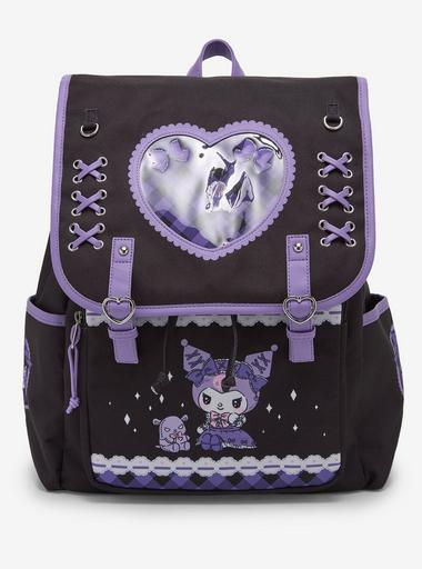 Kuromi Ribbon Heart Pin Collector Slouch Backpack | Hot Topic