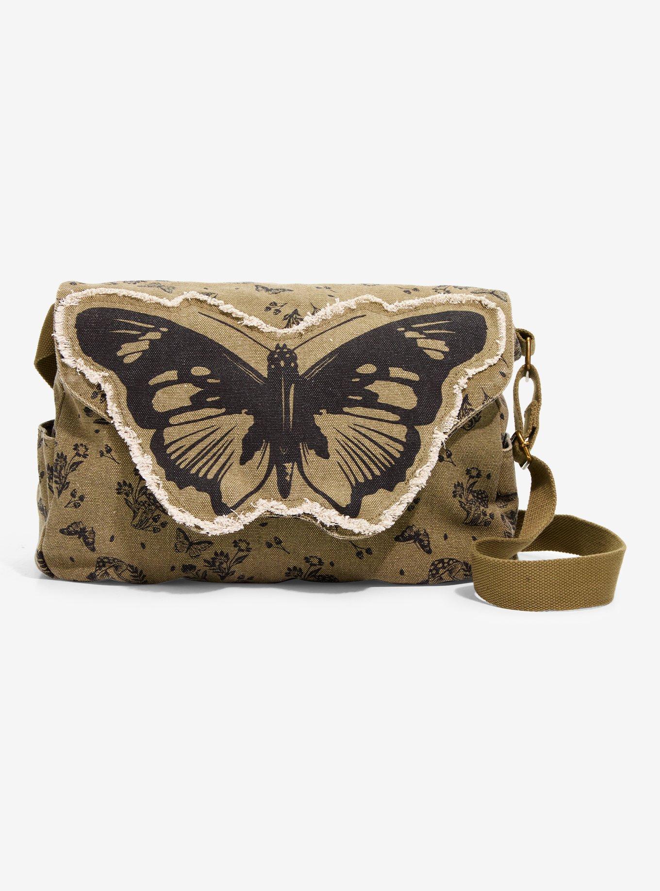Grunge Butterfly Messenger Bag, , hi-res