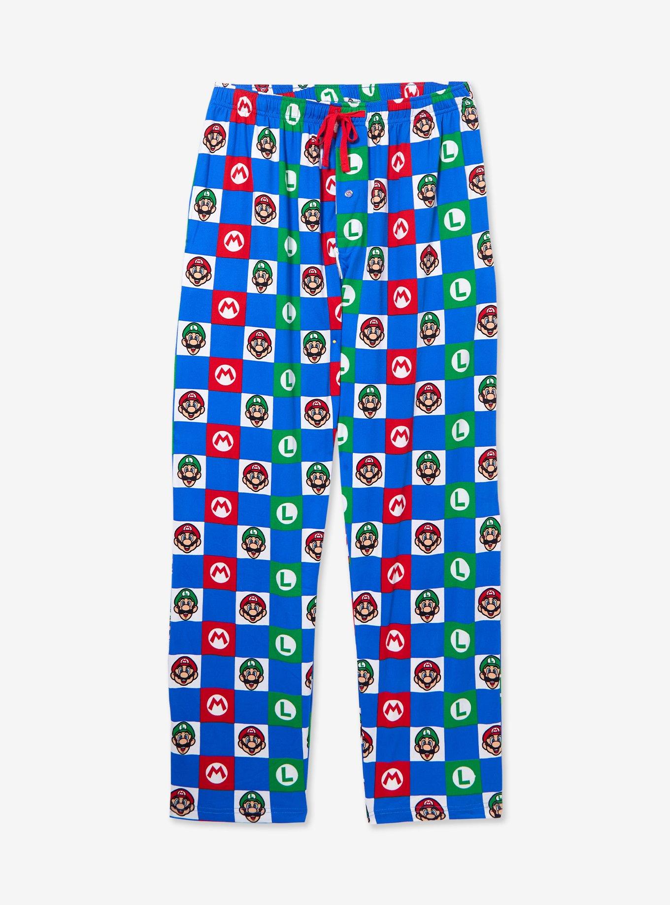 Nintendo Super Mario Bros. Checkered Mario & Luigi Sleep Pants - BoxLunch Exclusive, , hi-res