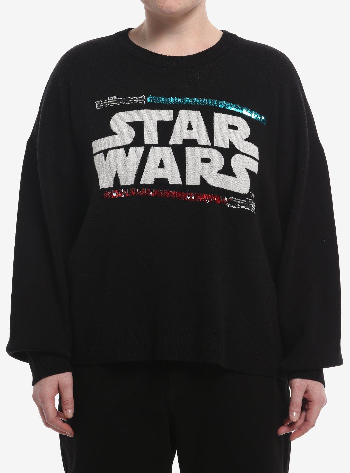 Her Universe Star Wars Sequin Flip Lightsabers Plus Size Sweater Her Universe Exclusive, , hi-res