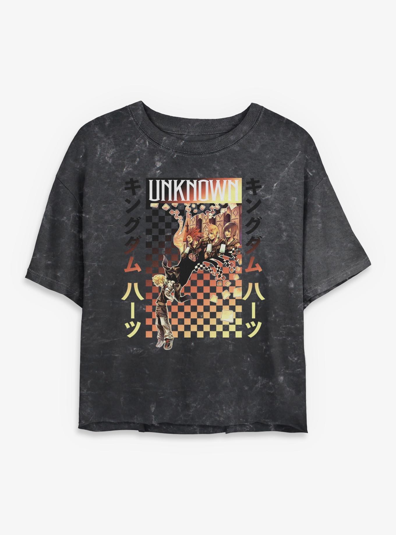 Disney Kingdom Hearts Checker Fade Womens Mineral Wash Crop T-Shirt, , hi-res