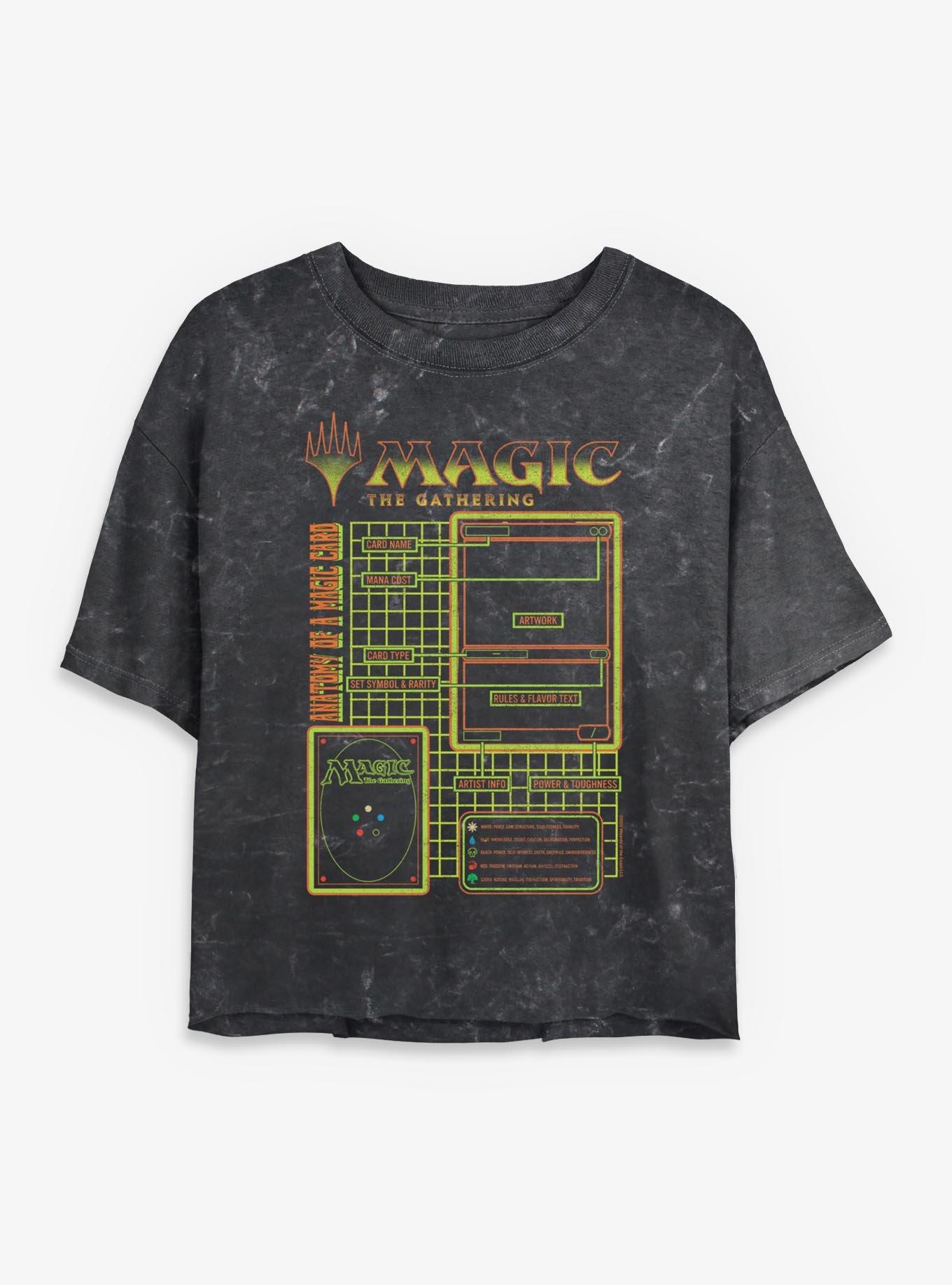 Magic: The Gathering Card Schematic Womens Mineral Wash Crop T-Shirt, , hi-res