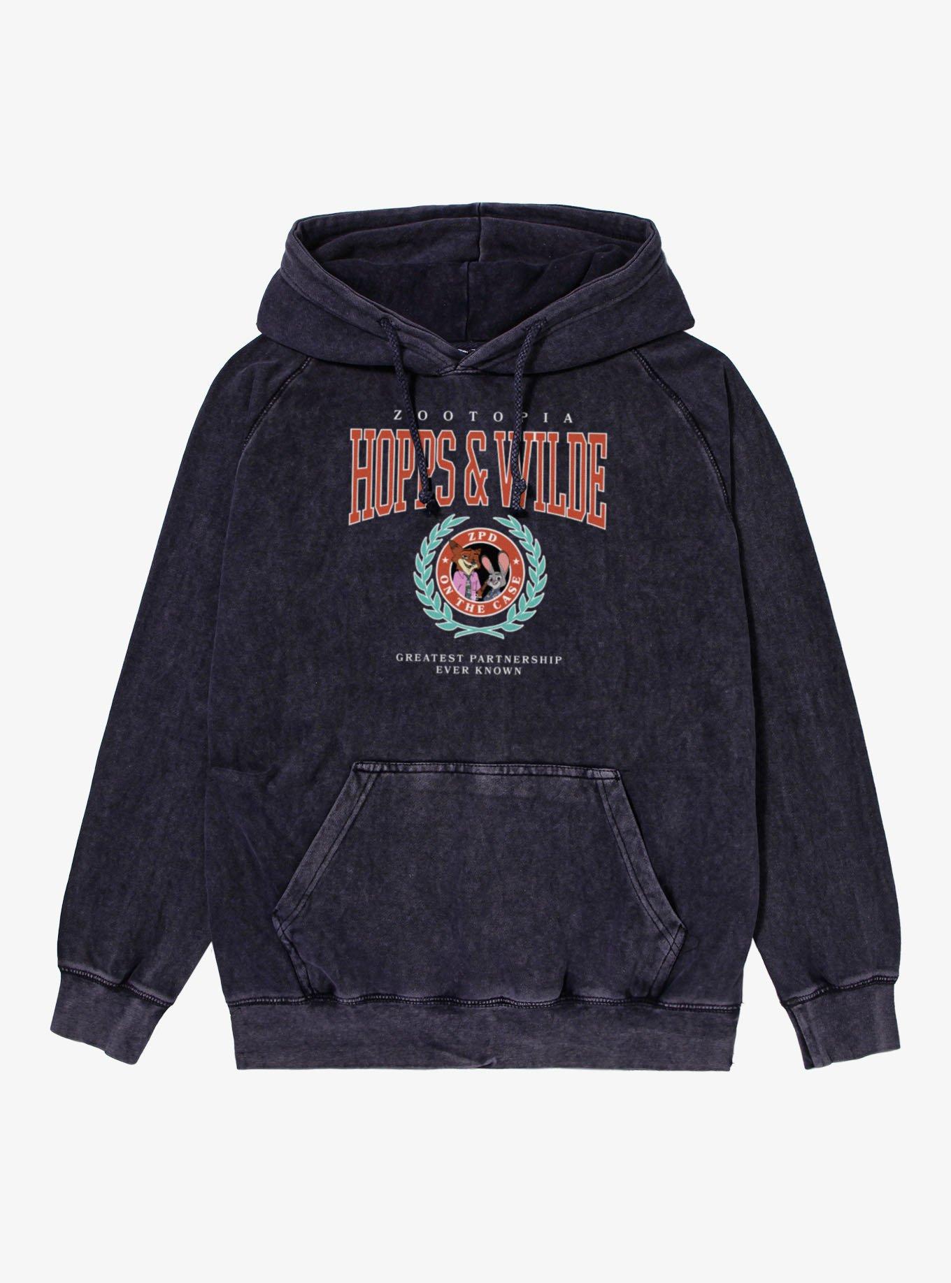 Disney Zootopia 2 Hopps Wilde Crest Mineral Wash Hoodie Hot Topic Exclusive, , hi-res