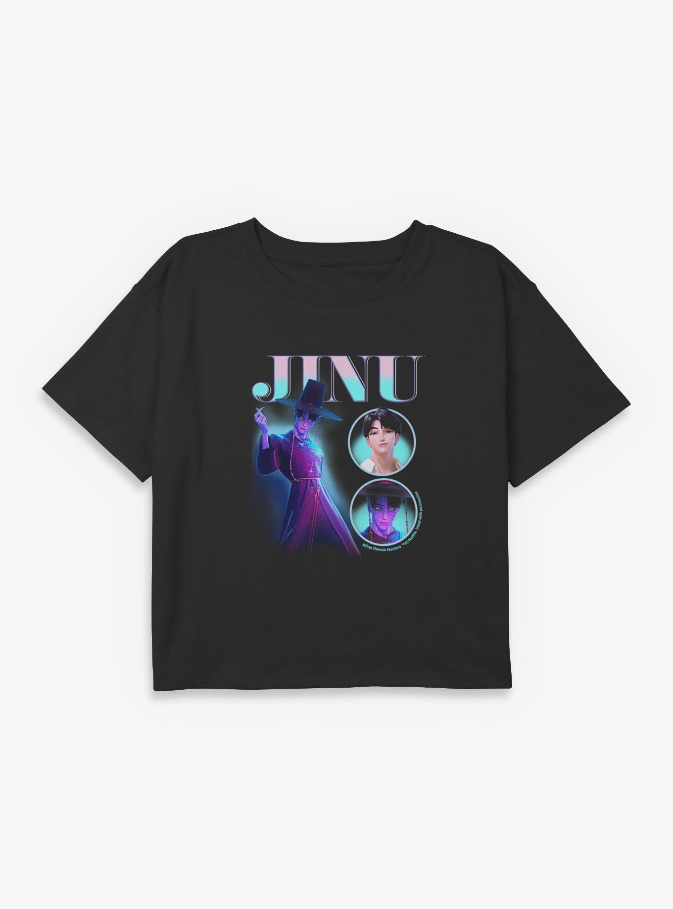 KPop Demon Hunters Jinu Montage Youth Girls Boxy Crop T-Shirt, , hi-res