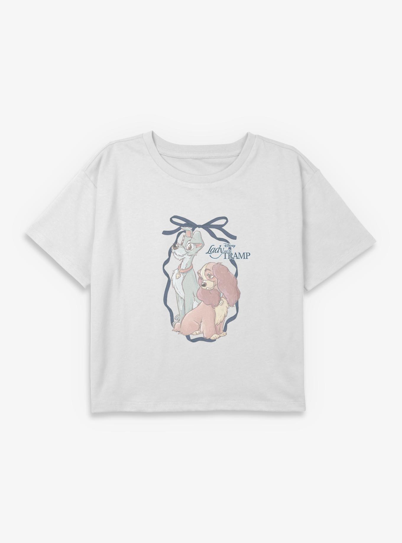 Disney Lady and the Tramp Bow Romance Youth Girls Boxy Crop T-Shirt, , hi-res