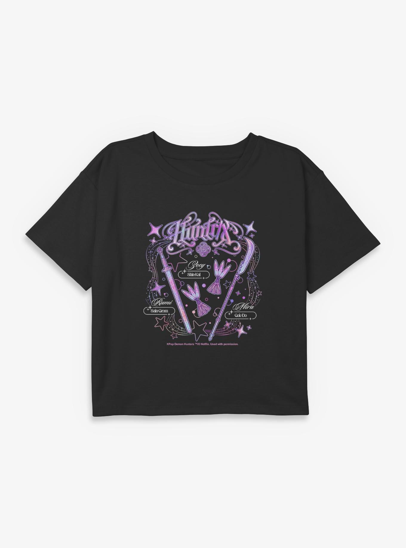 KPop Demon Hunters Huntrix Weapons Youth Girls Boxy Crop T-Shirt, , hi-res