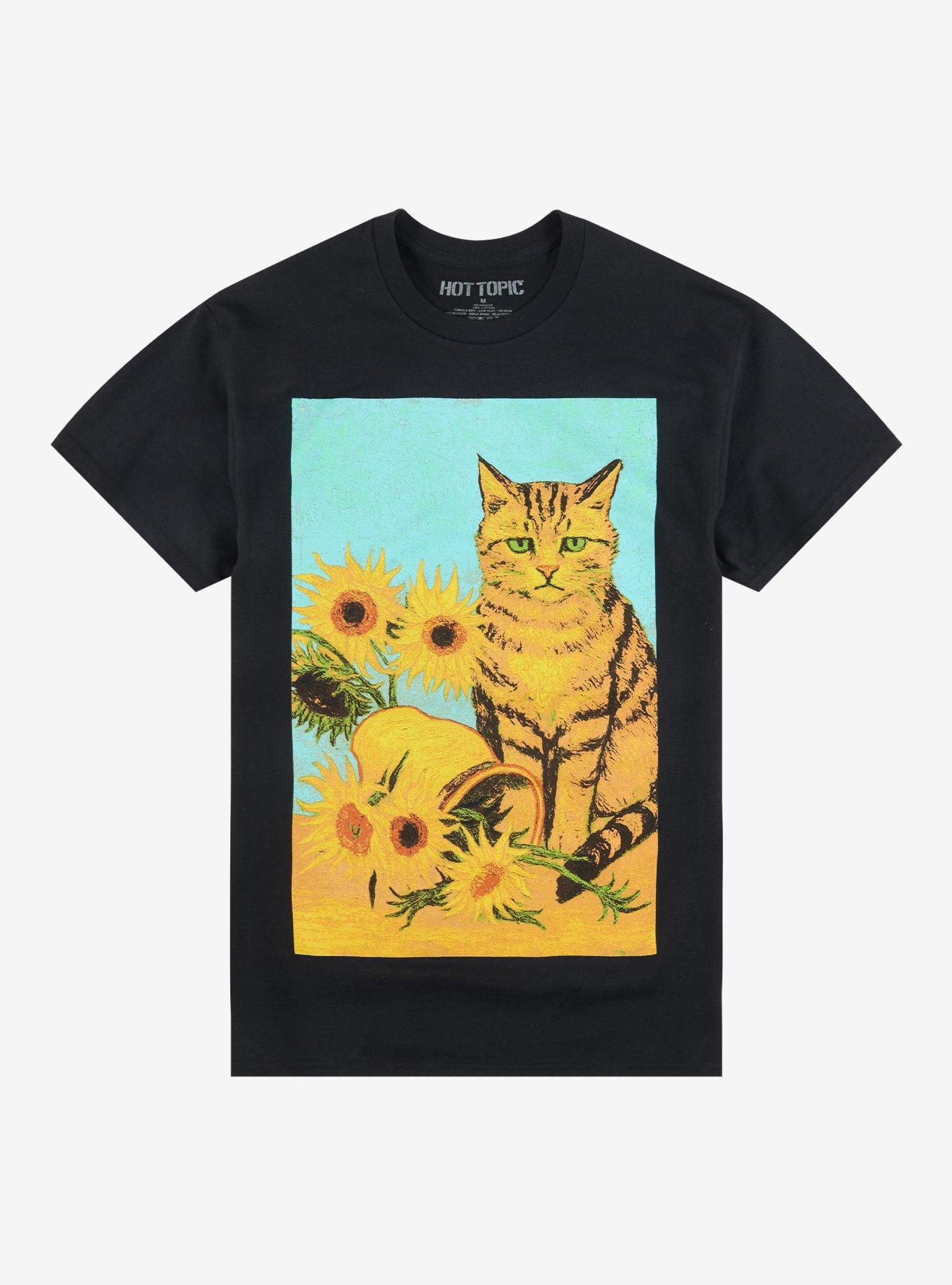 Orange Cat Sunflower Portrait T-Shirt, , hi-res