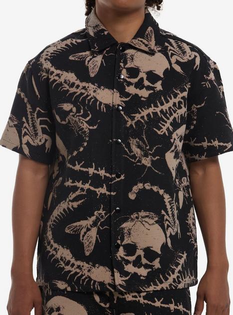 Insect & Skull Tapestry Woven Button-Up | Hot Topic