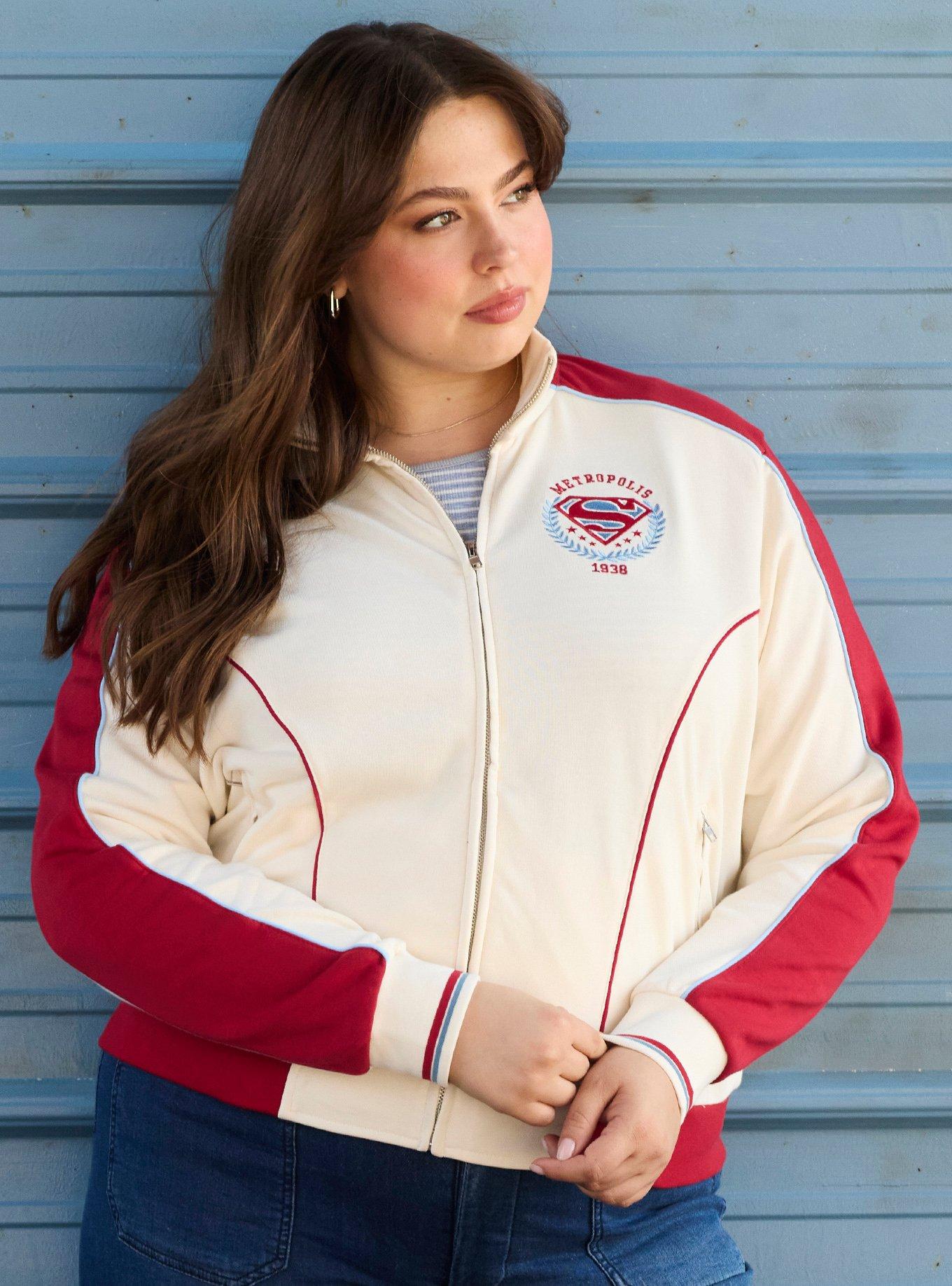 Her Universe DC Comics Superman Cropped Zippered Plus Size Crewneck Her Universe Exclusive