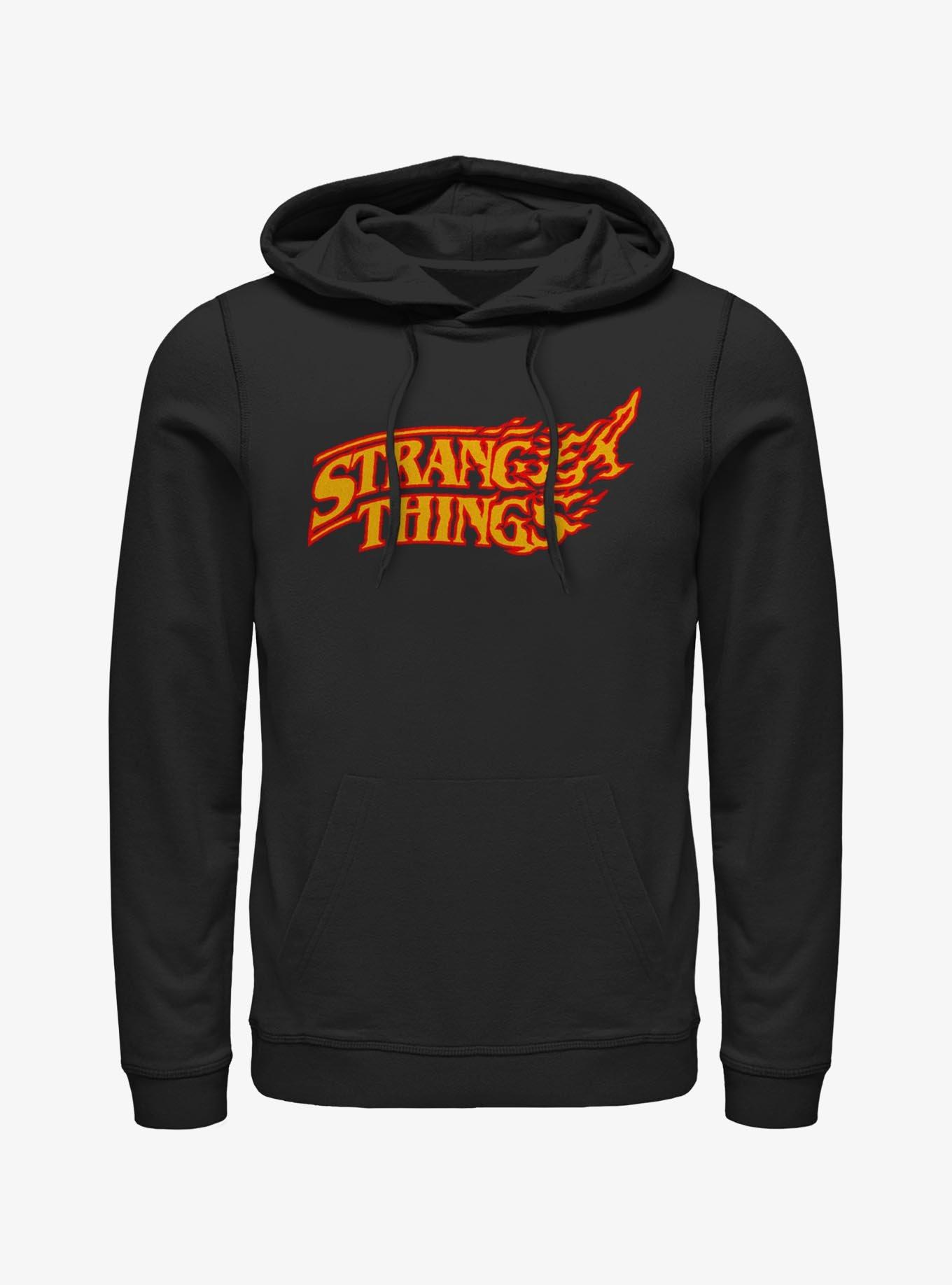 Stranger Things Flame Logo Hellfire Club Demon Hoodie - BLACK