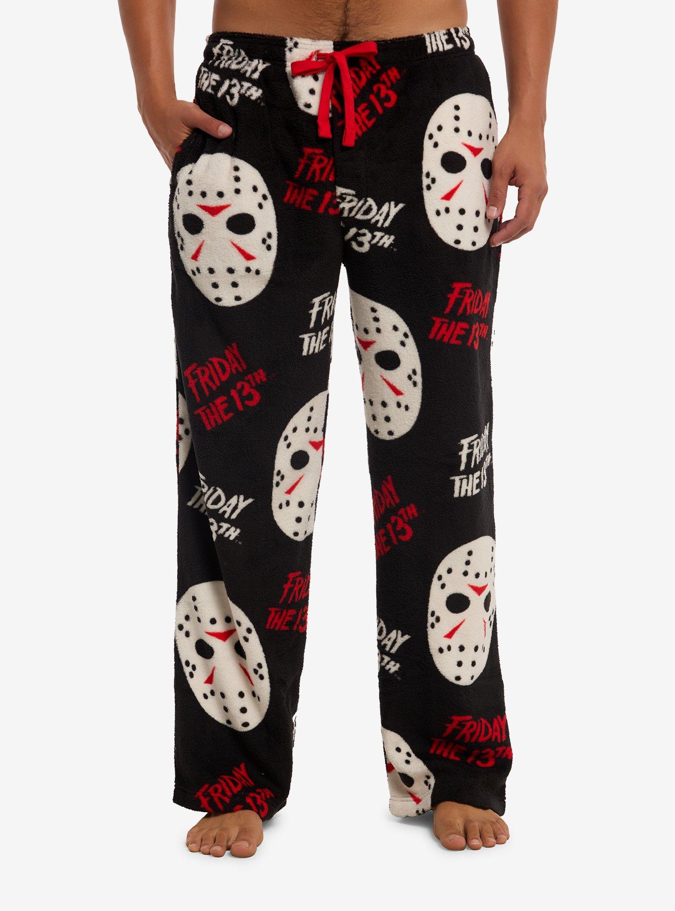 Friday The 13th Masks Fuzzy Pajama Pants, , hi-res