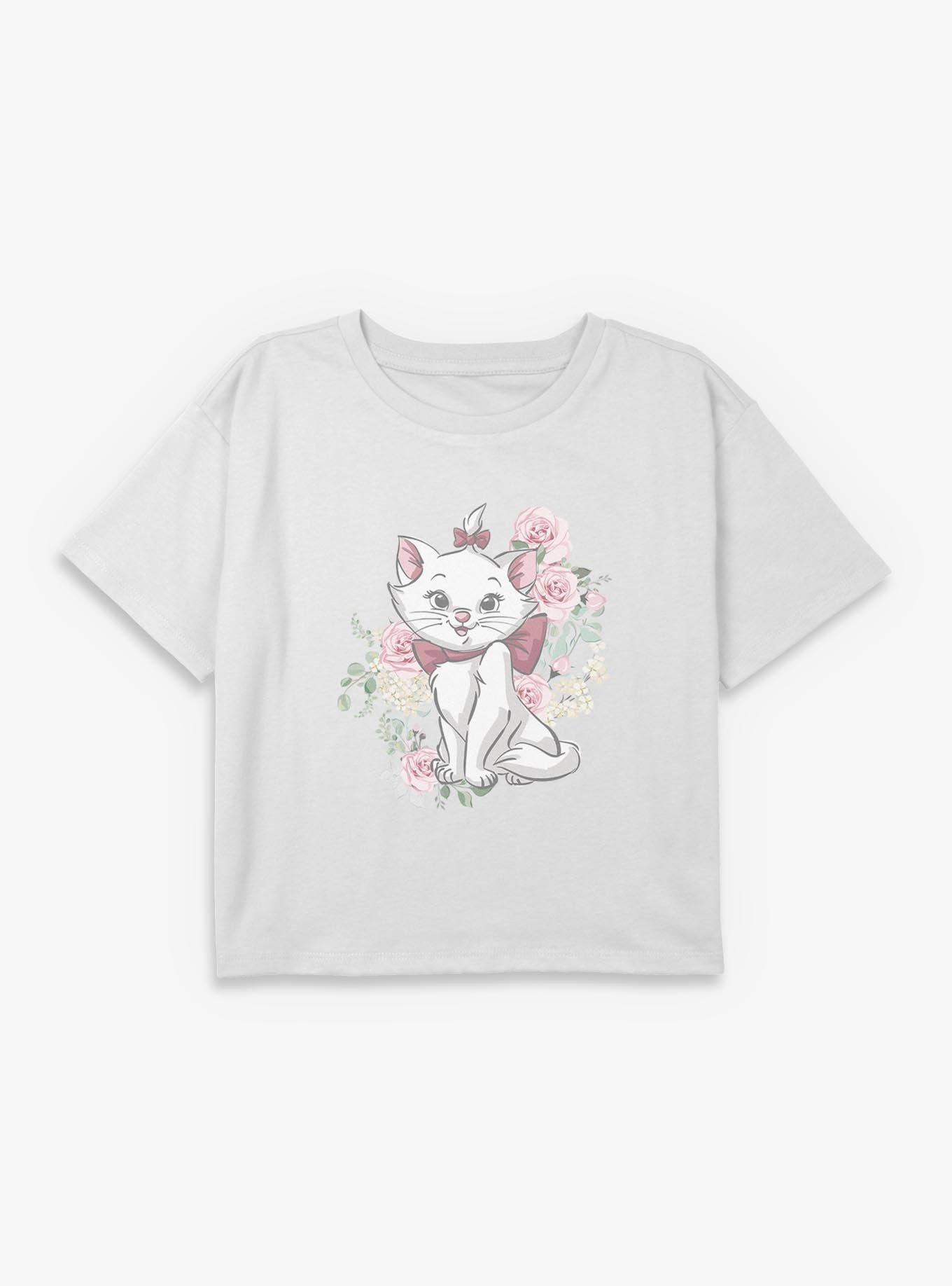 Disney The Aristocats Marie Rose Bouquet Youth Girls Boxy Crop T-Shirt