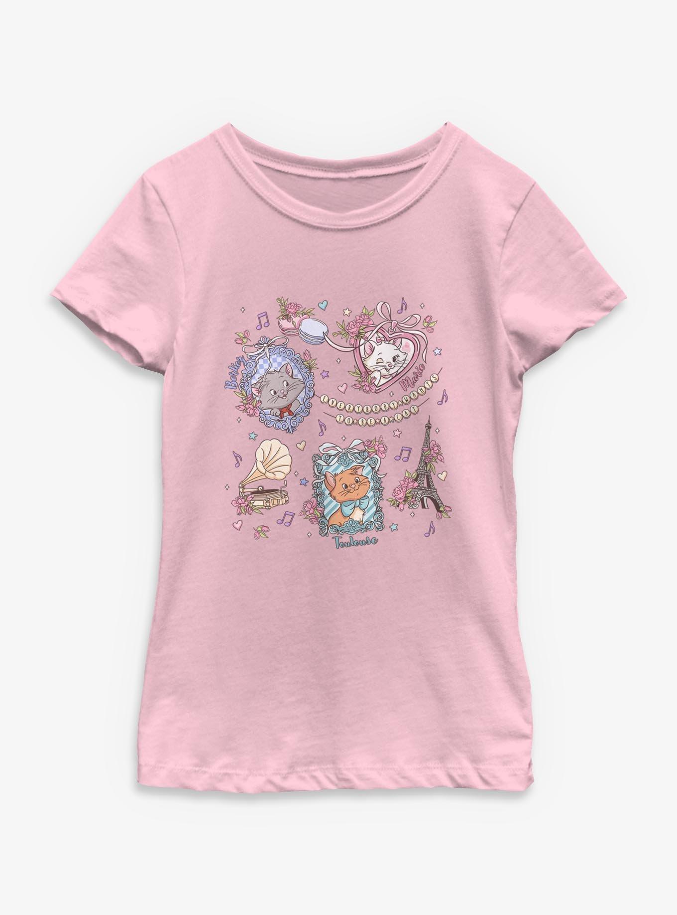 Disney The Aristocats Aristocats Coquette Collage Youth Girls T-Shirt, , hi-res