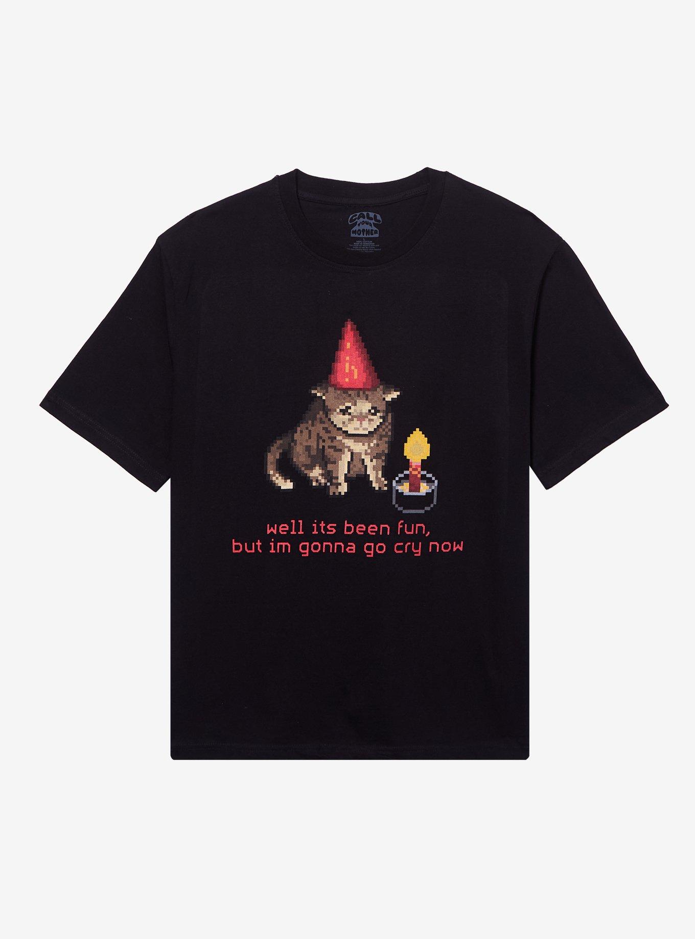 Crying Pixelated Cat T-Shirt By Call Your Mother