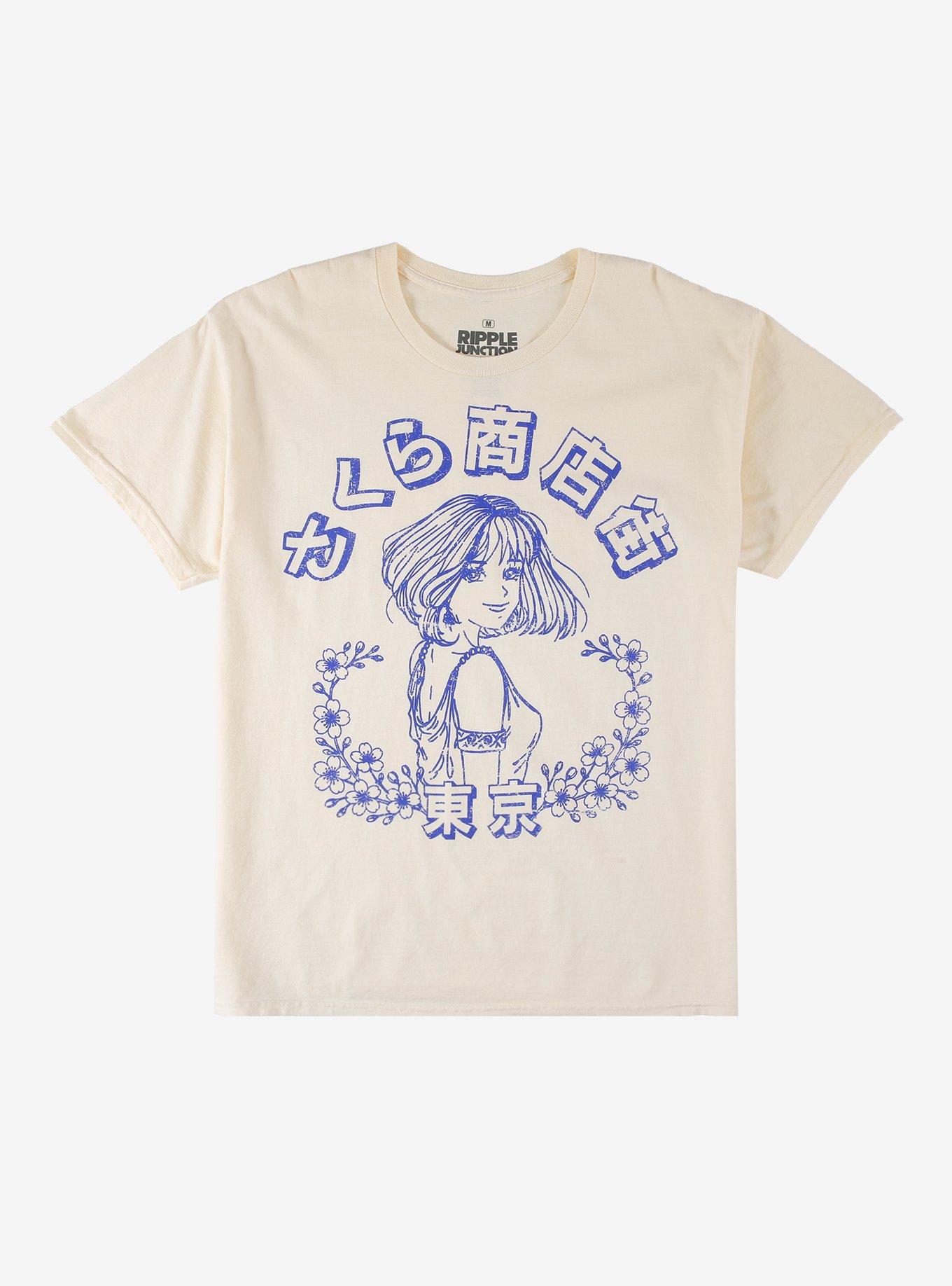 Anime Girl & Flowers T-Shirt, , hi-res